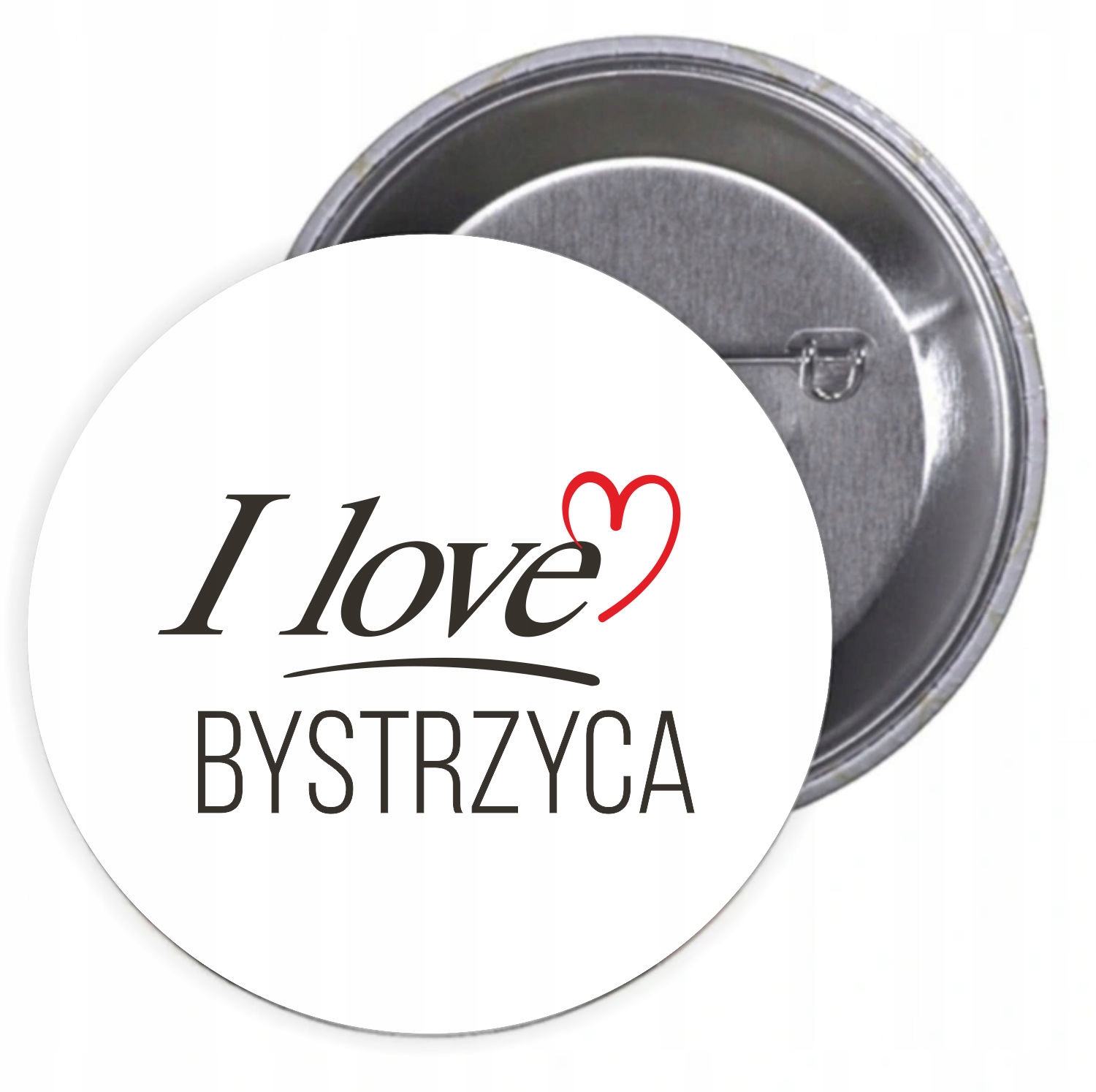 Przypinki buttony I LOVE BYSTRZYCA z grafiką