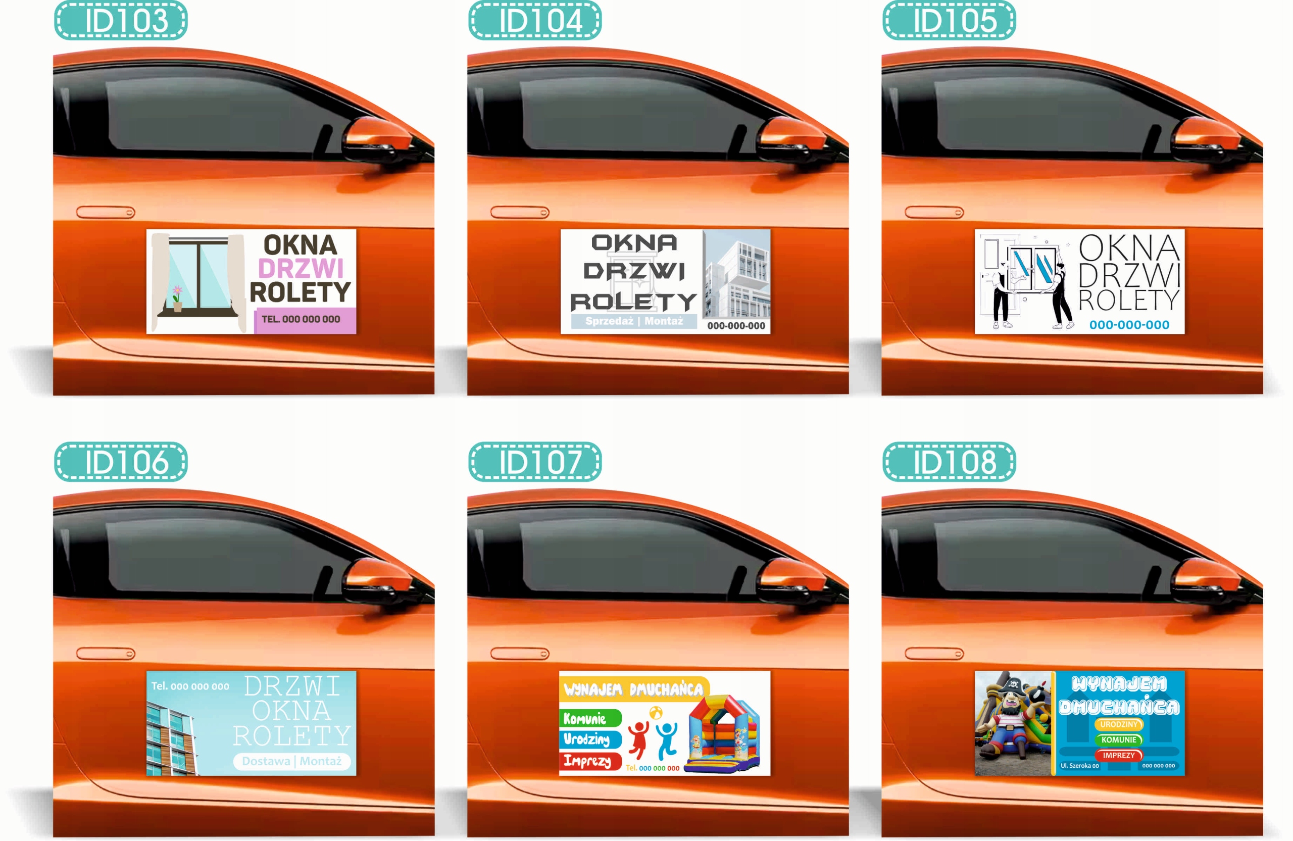 Magnes na samochód reklama magnetyczna 60x30 USŁUGI SPRZĄTANIE dużo wzorów