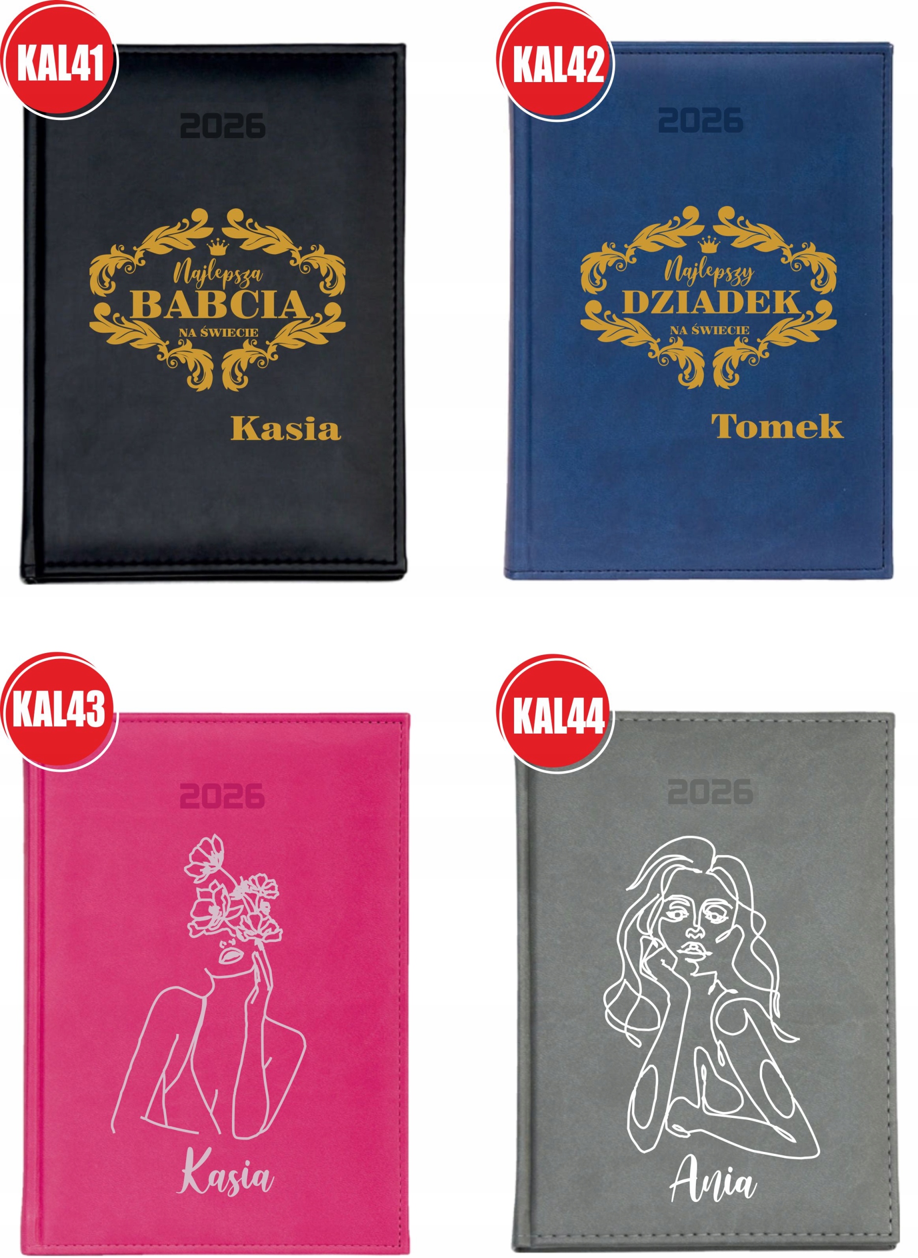 KALENDARZ A6 2026 TYGODNNIOWY terminarz z nadrukiem imieniem DLA BABCI