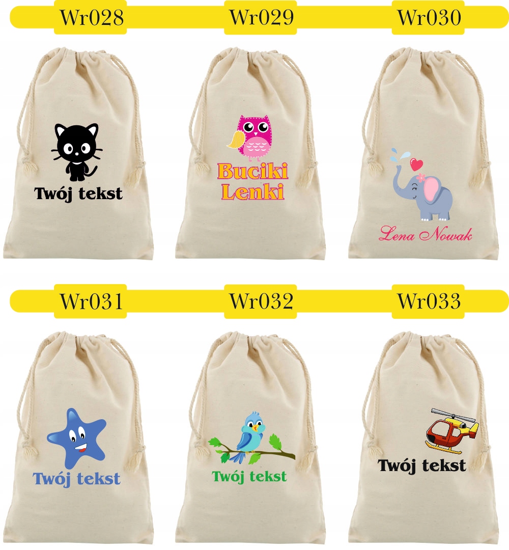 Worek imienny na buty świąteczny dla dziewczynki