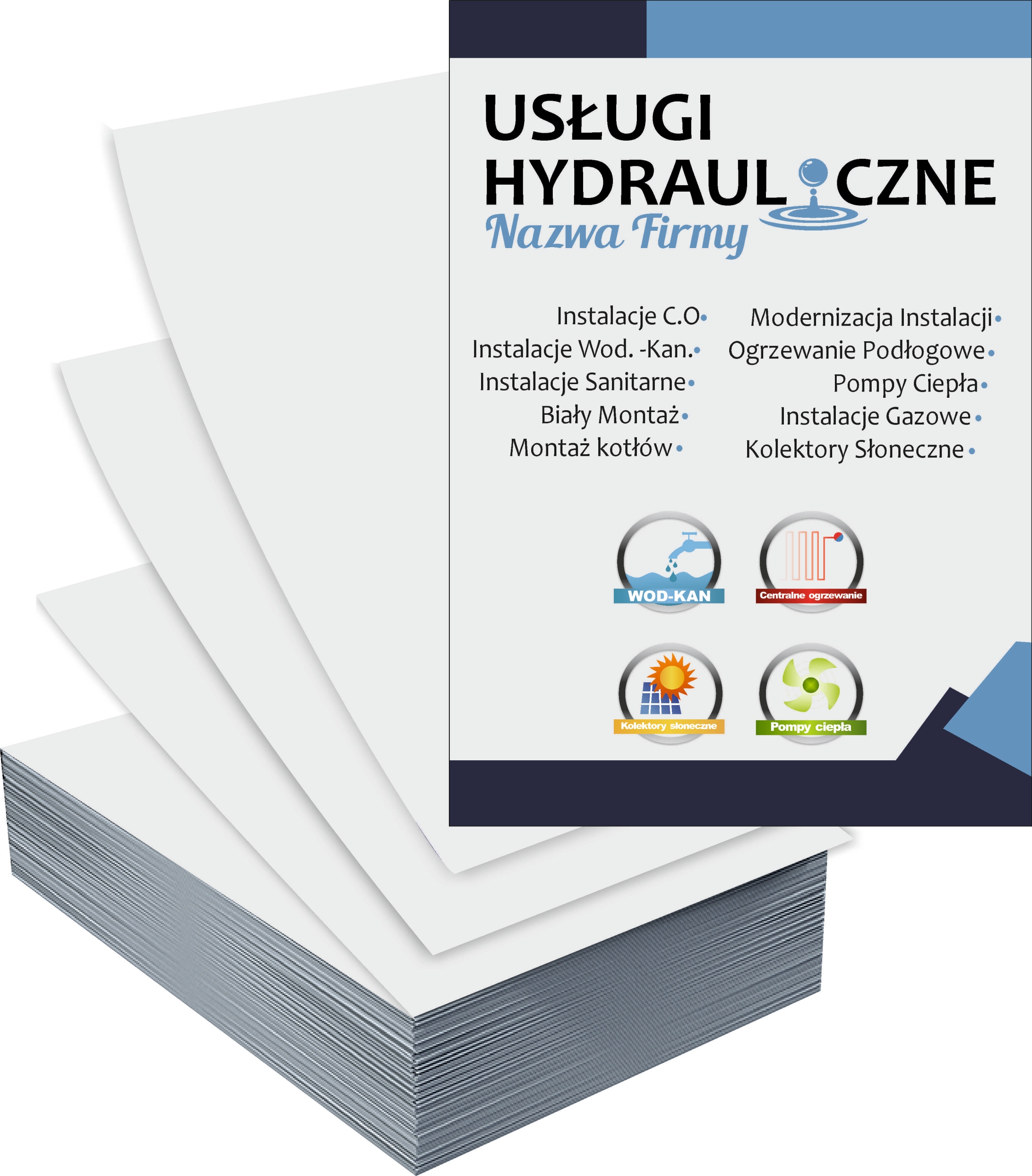 Ulotki A4 100 szt reklamowe firmowe USŁUGI HYDRAULICZNE duży wybór