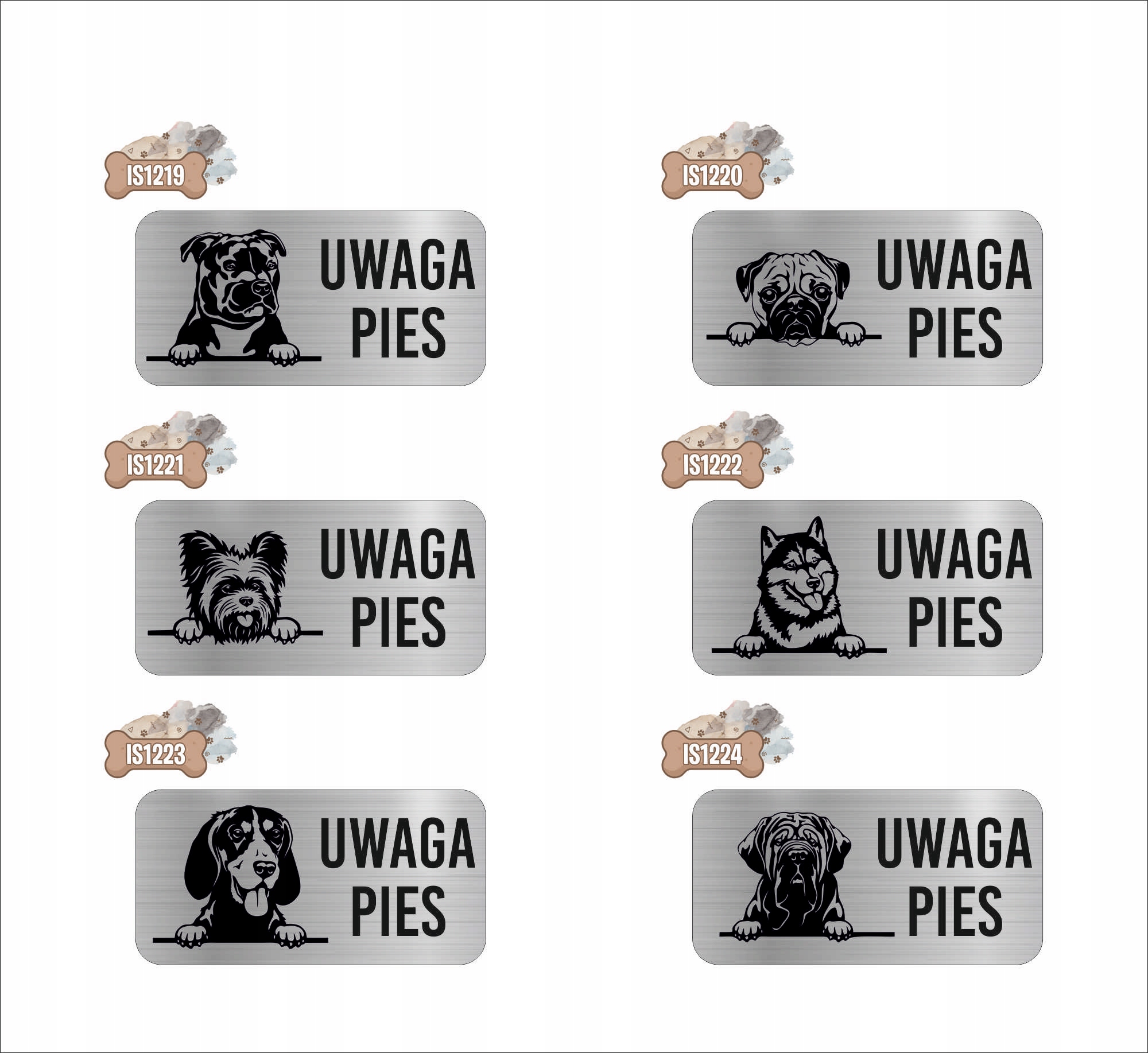 GRAWER Tabliczka laminat 20x10 cm UWAGA PIES Pinczer miniaturowy