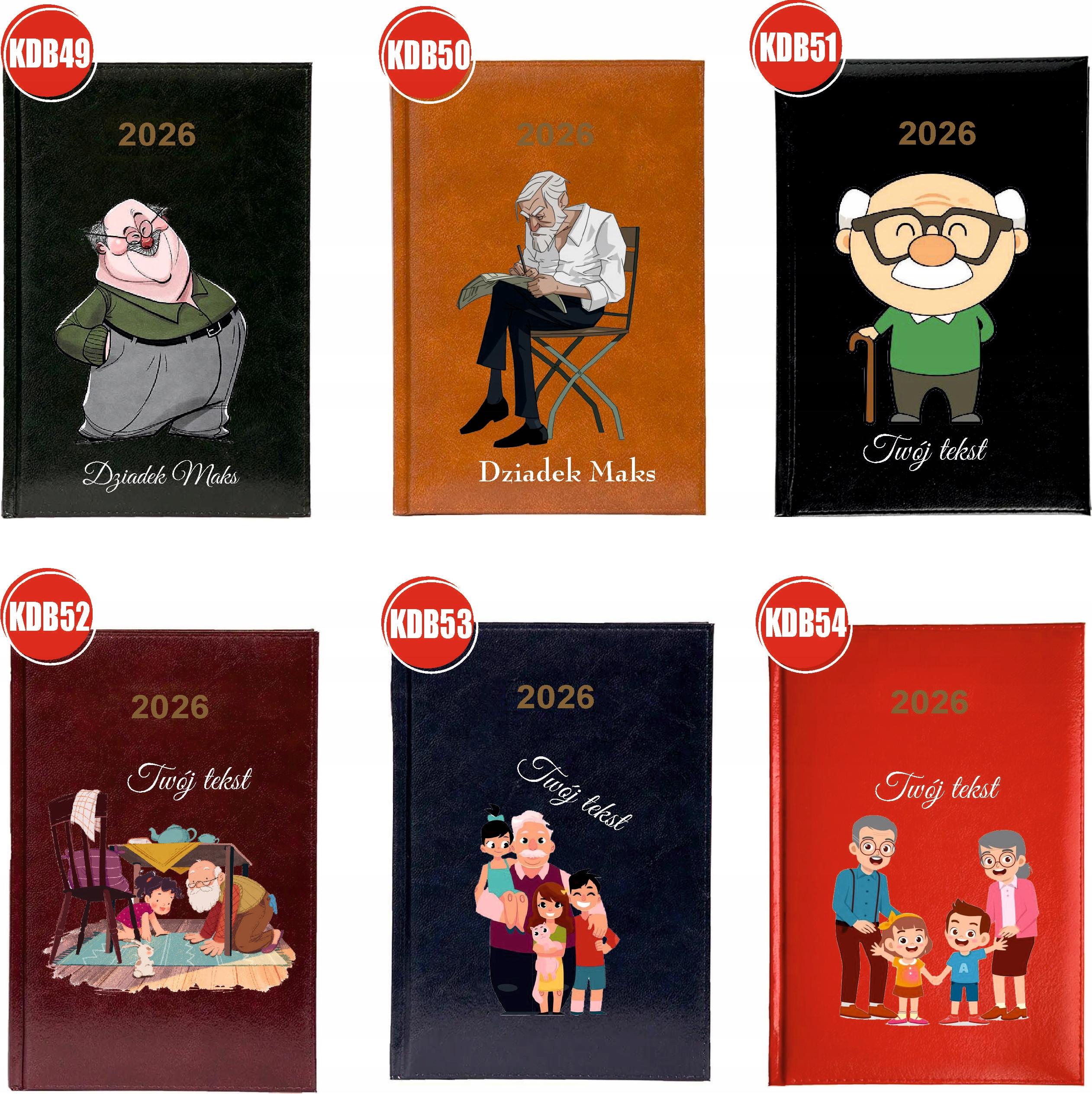 Kalendarz A5 2026 tygodniowy KSIĄŻKOWY DLA DZIADKA personalizowany
