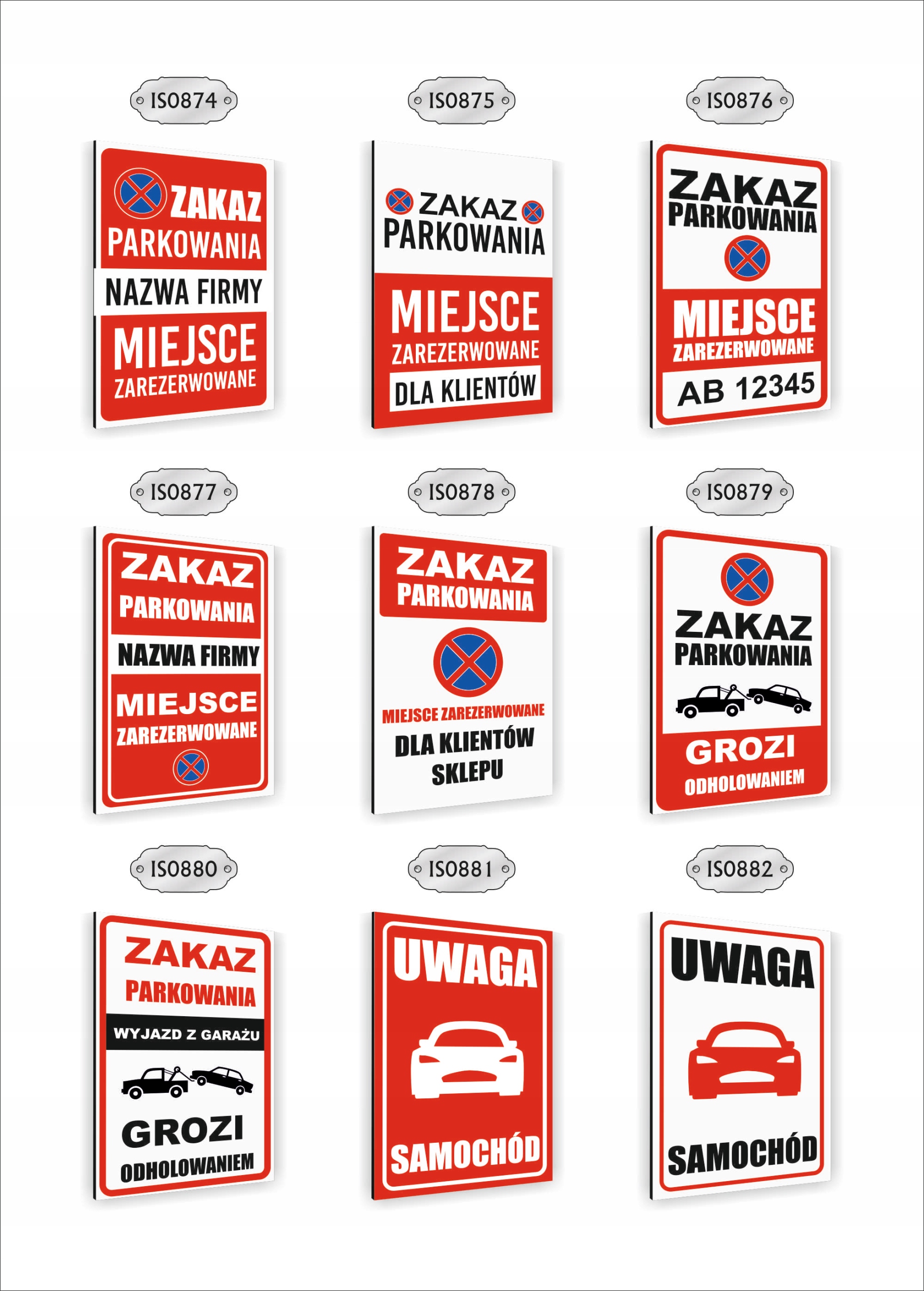 Tabliczka znak informacyjny dibond nadruk UV 30x20 ZAKAZ PARKOWANIA