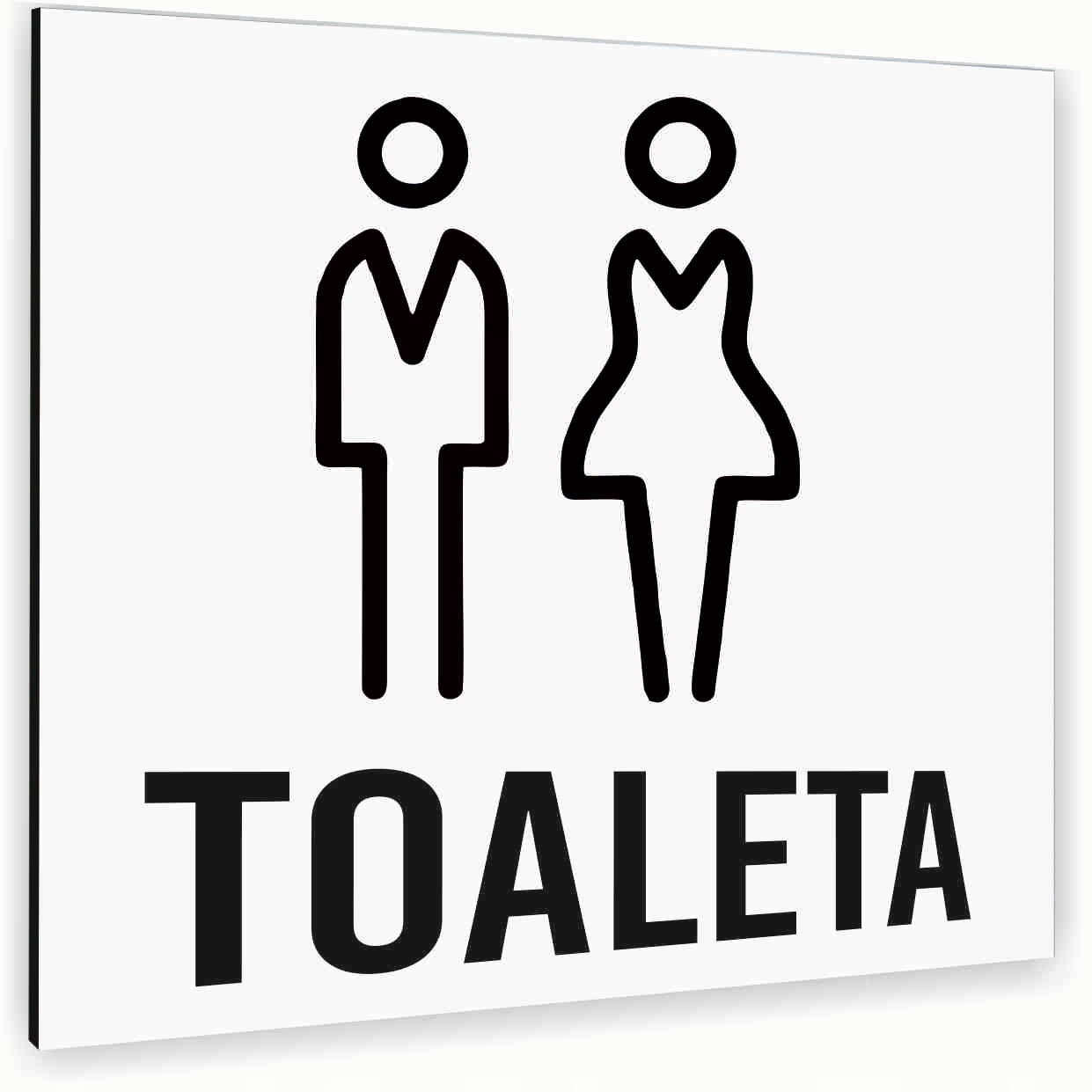 Tabliczka NAPIS TOALETA BIAŁA Tablica nierdzewna PIKTOGRAM ALUMINIUM