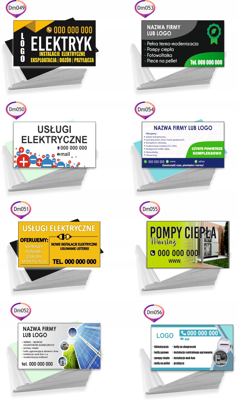 Wizytówki reklamowe firmowe 100 szt różne wzory USŁUGI ELEKTRYCZNE