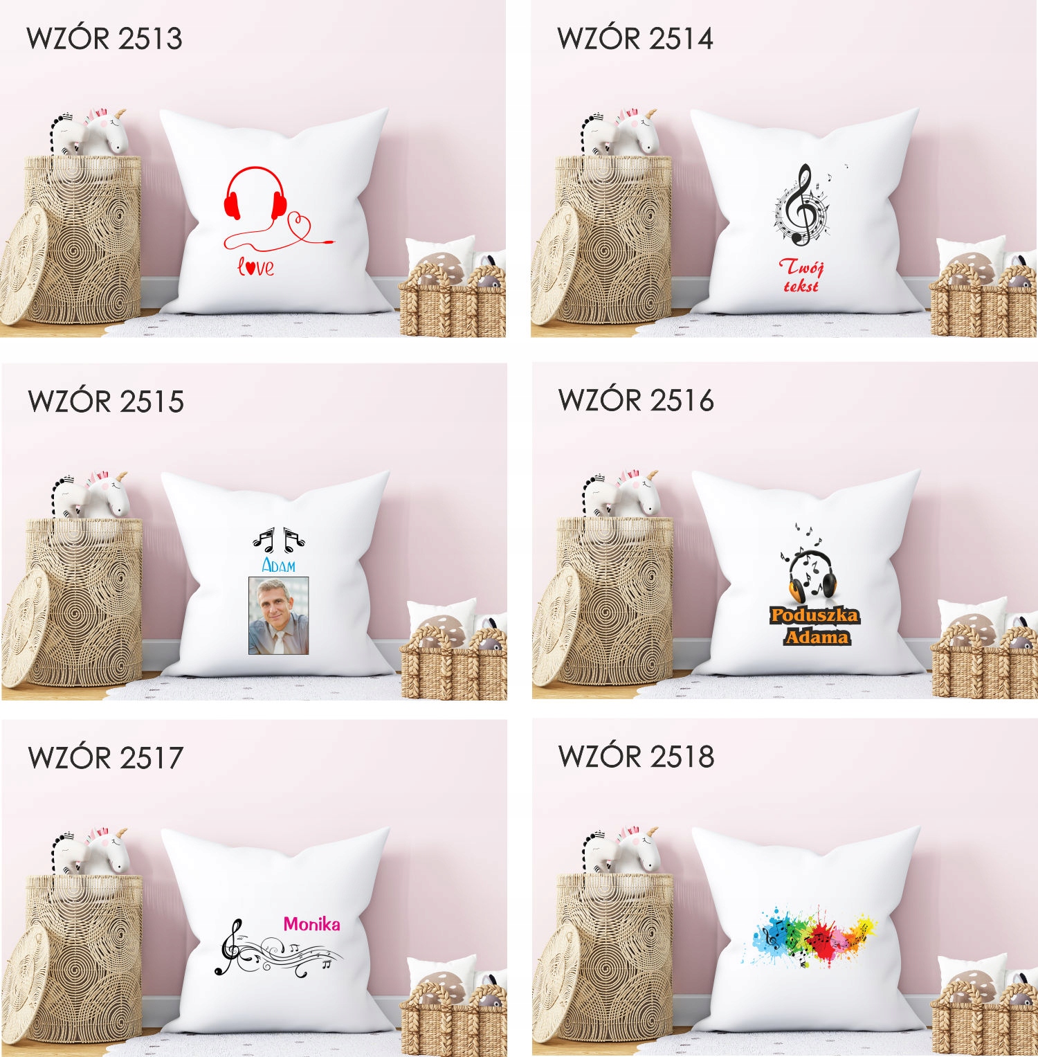Poduszka z nadrukiem PREZENT twój tekst NUTY