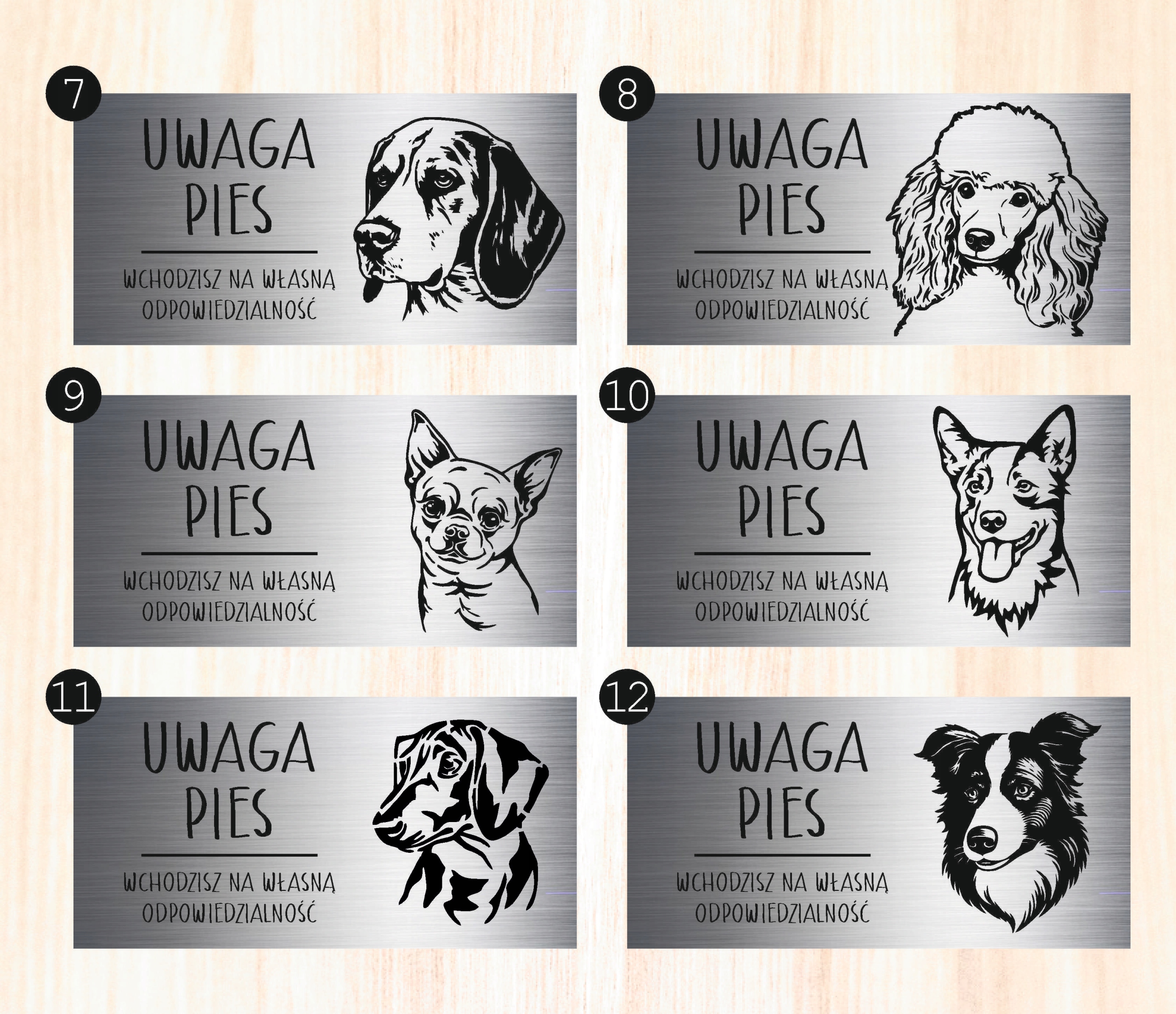 Tabliczka laminat 20x10 cm UWAGA PIES Jamnik Z GRAWEREM