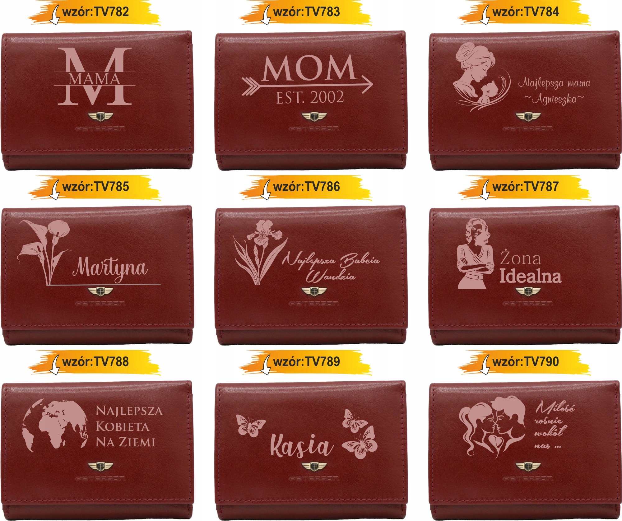 Portfel damski skórzany z GRAWEREM prezent na walentynki Z INICJAŁAMI