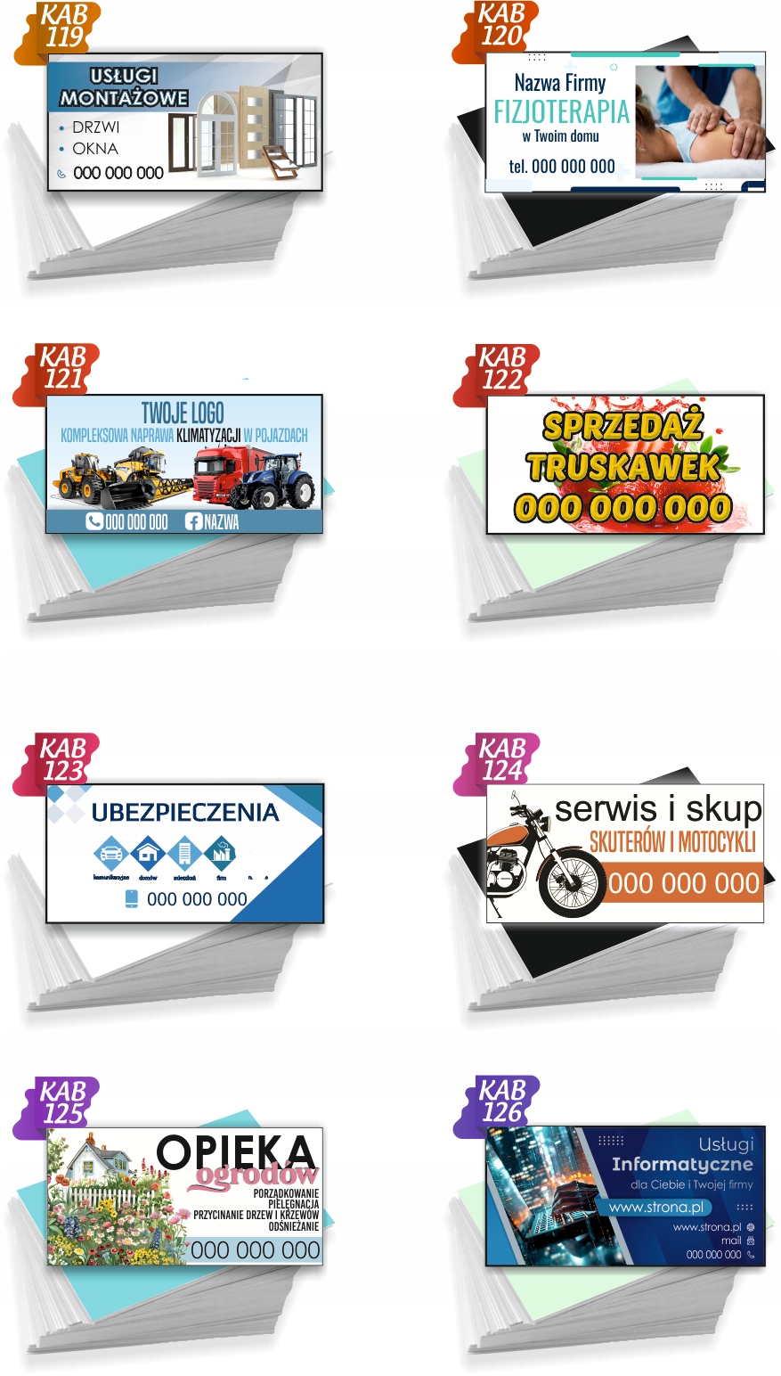 Wizytówki firmowe 100szt DUŻO WZORÓW MEBLE NA WYMIAR