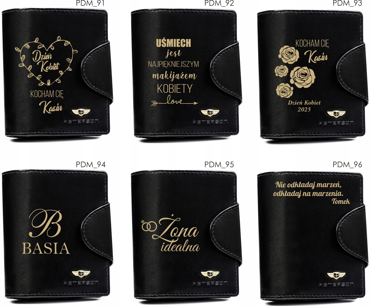 Portfel skórzany czarny damski prezent NA URRODZINY DLA NIEJ z GRAWEREM