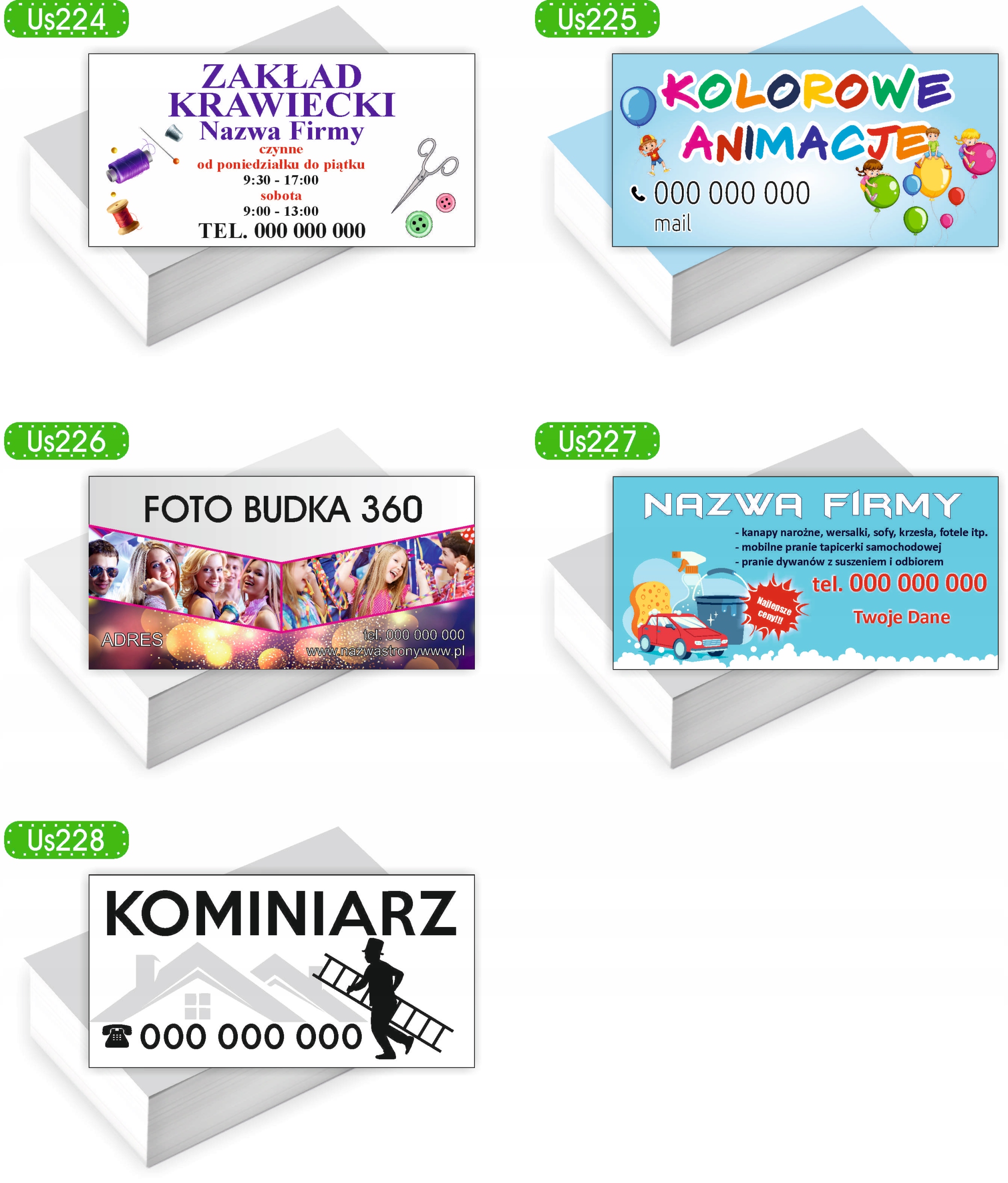 Wizytówki firmowe reklamowe 100szt różne wzory duży wybór FIRMA SPRZĄTAJĄCA