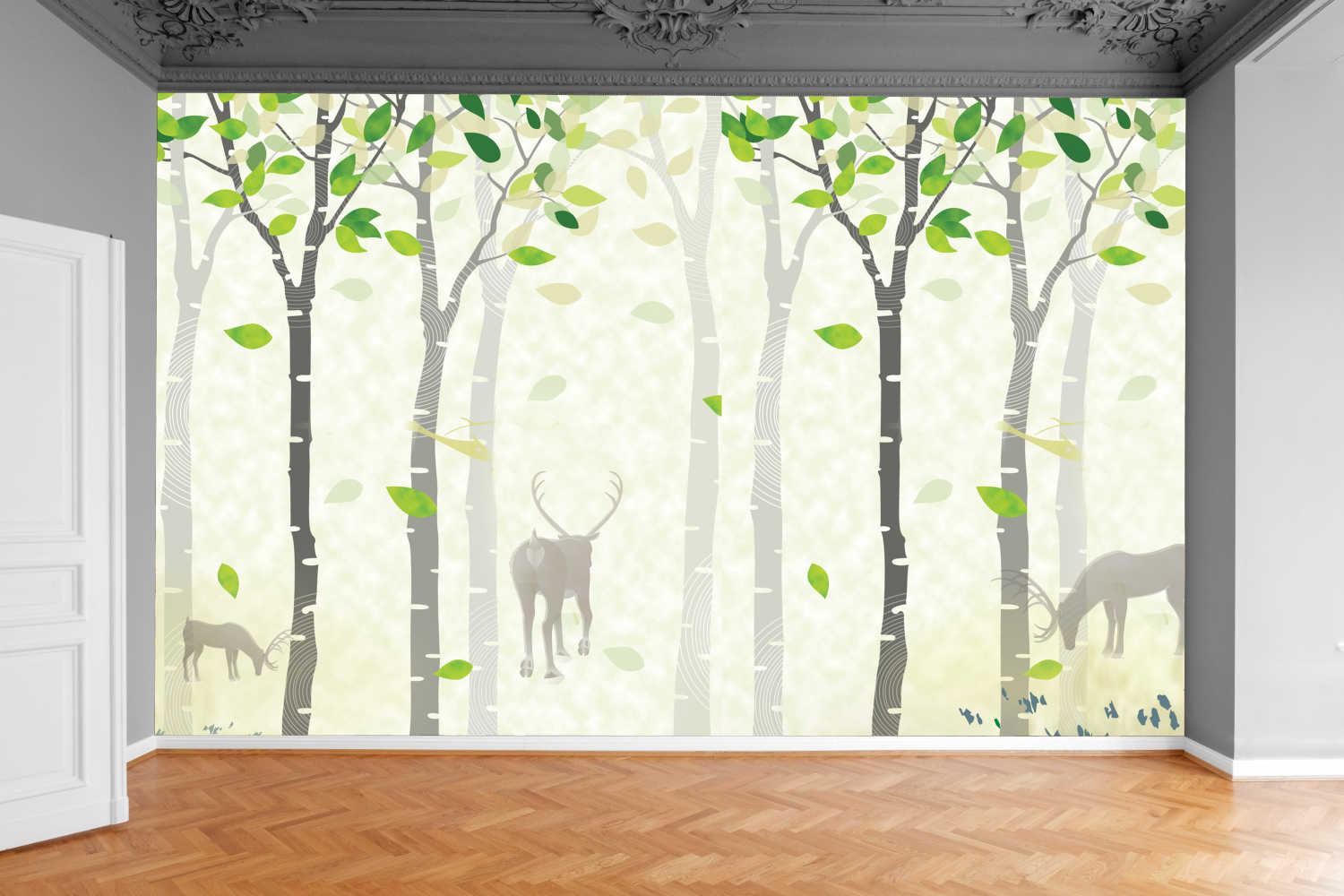 Fototapeta LAS WE MGLE LISCIE JELEŃ 390x280