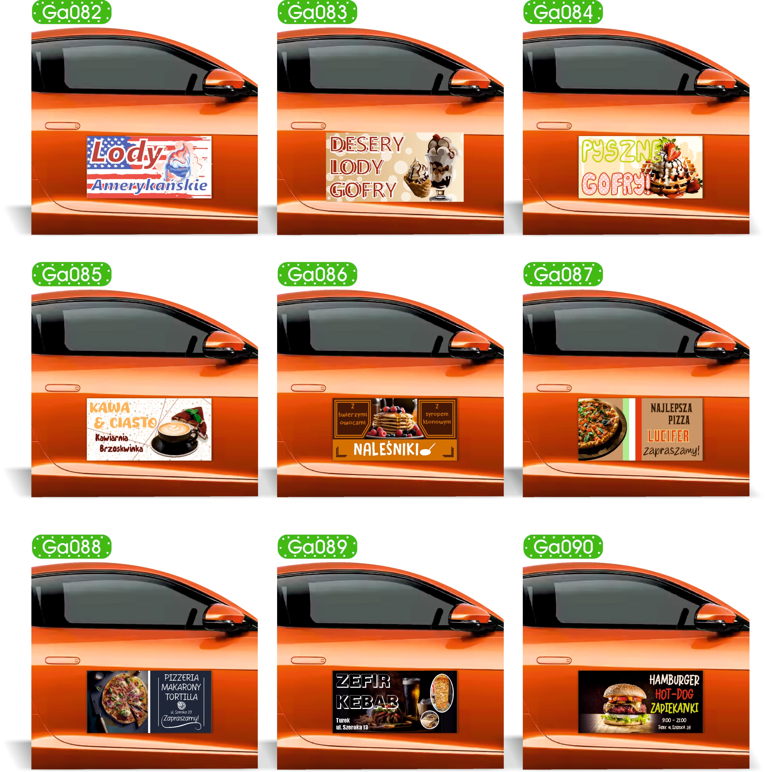 Magnes na samochód reklama magnetyczna 60x30 LODY AMERYKAŃSKIE