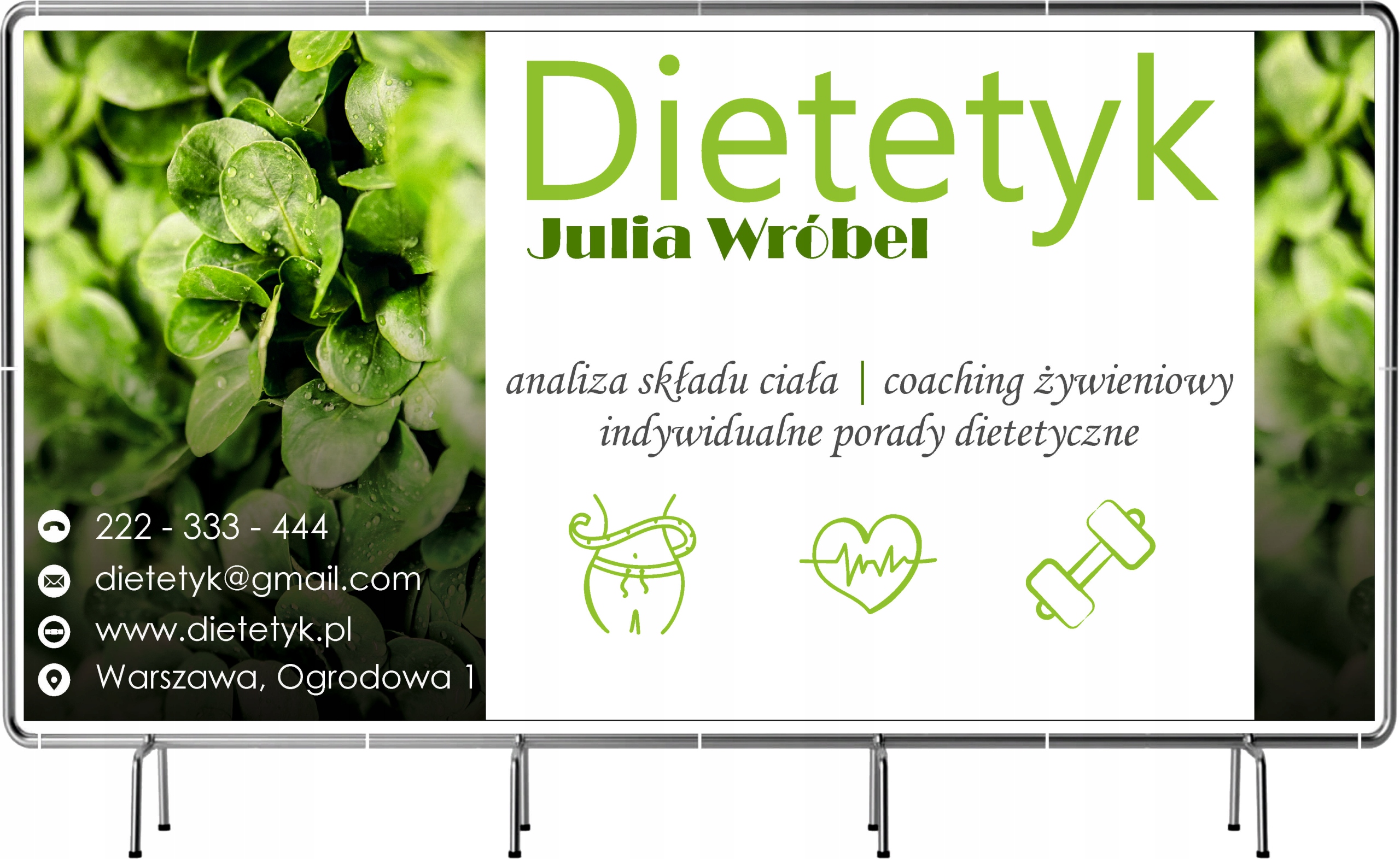 BANER REKLAMOWY 100x50cm duży wybór wzorów DIETETYK twoja nazwa tekst