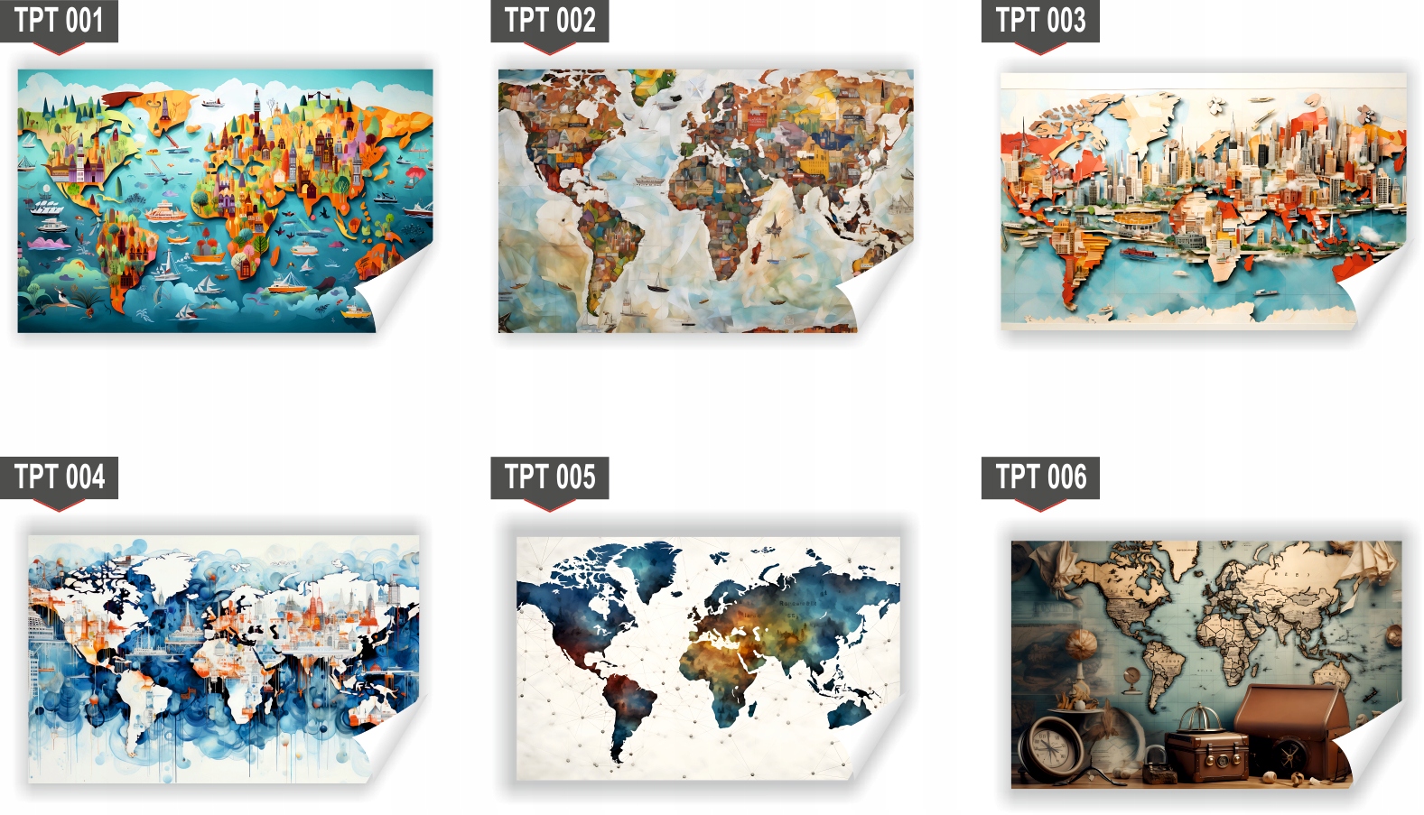 Fototapeta PREMIUM STRUKTURA ZMYWALANA EDUKACYJNA MAPA ŚWIATA tapeta