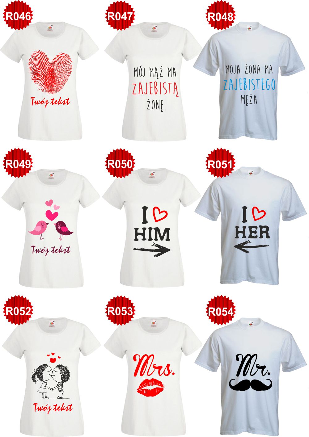 Koszulki dla PAR prezent dla zakochanych mąż żona