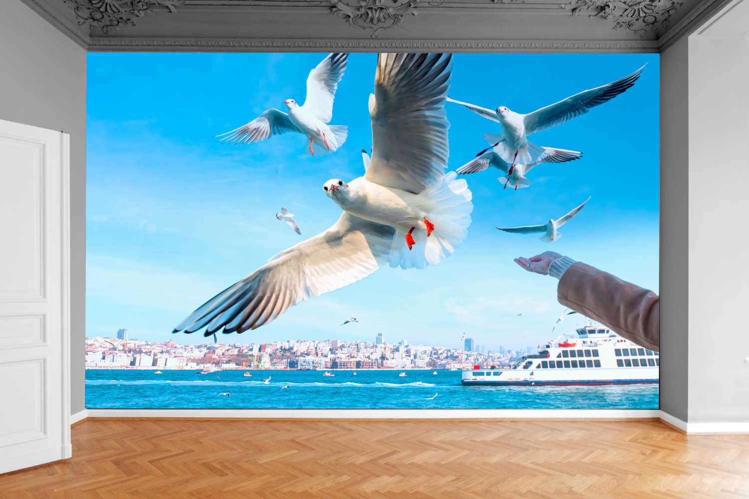 Fototapeta LATAJĄCE MEWY WIDOK NAD OCEANEM 130x80