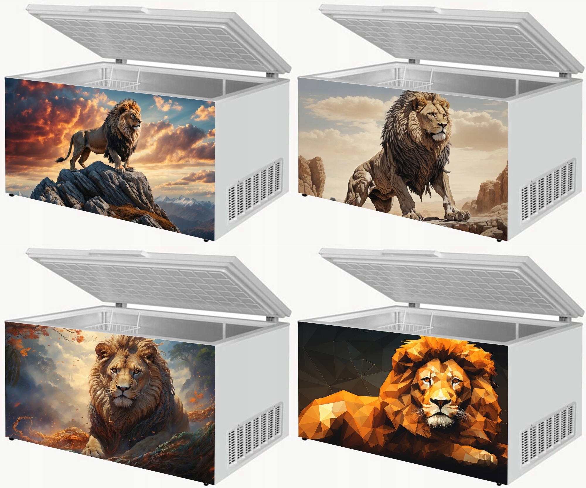 Naklejka samoprzylepna na zamrażarkę zmywarkę pralkę LWY ZWIERZĘTA WZORY