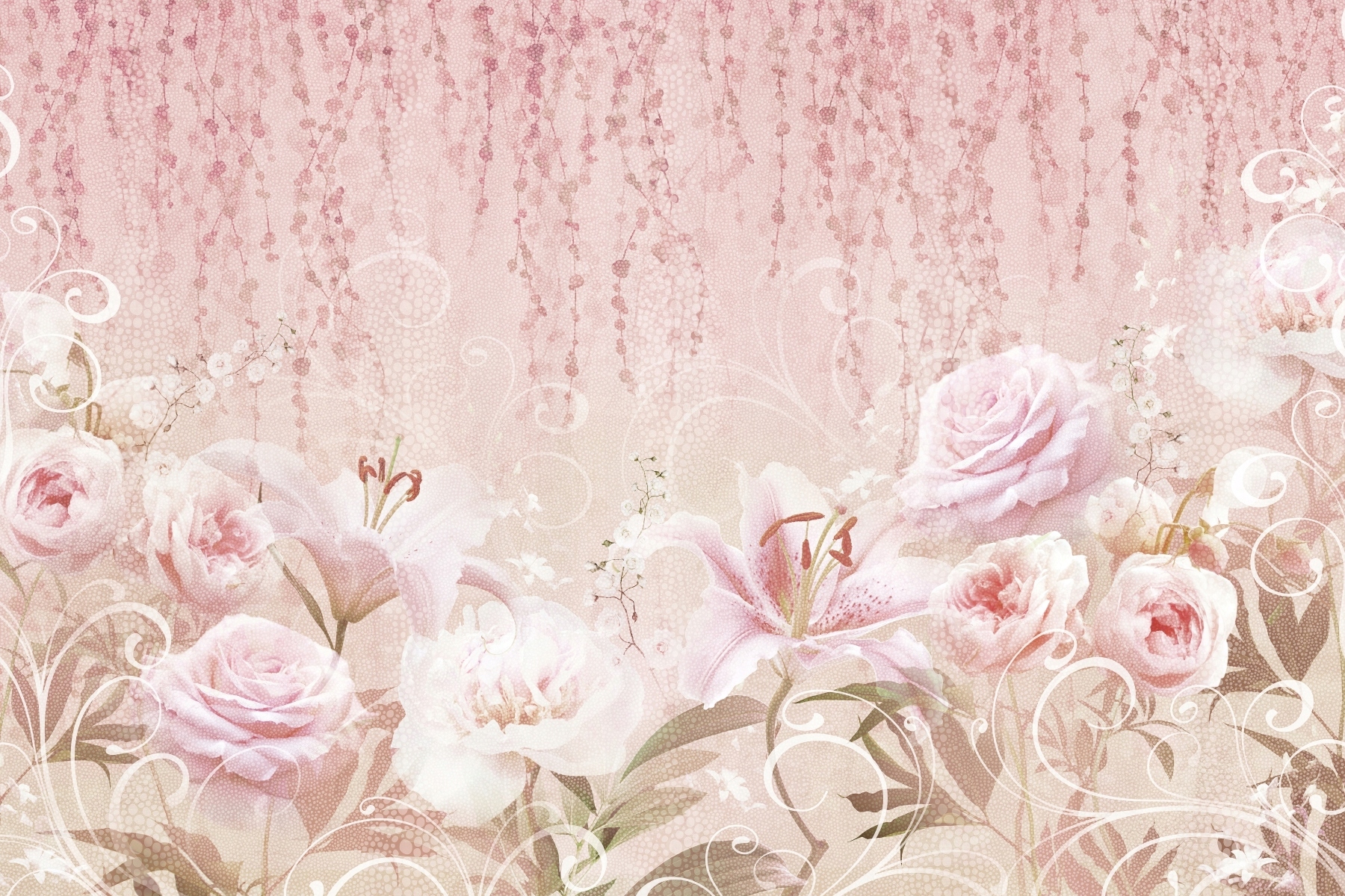 FOTOTAPETA kwiaty róże rośliny natura 3D 260x180