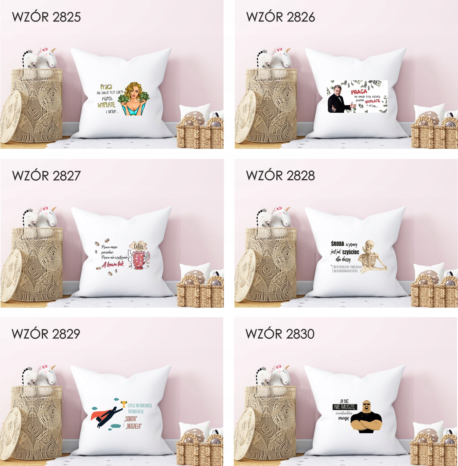 Poduszka z nadrukiem PREZENT CODZIENNIE W PRACY