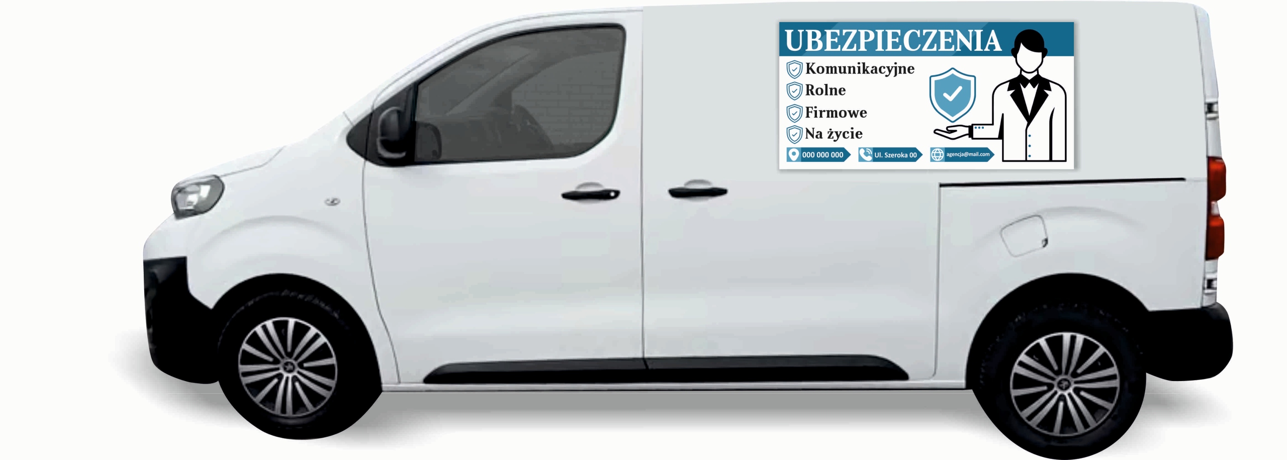 Reklama Naklejka na samochód RÓŻNE WZORY do wyboru UBEZPIECZENIA