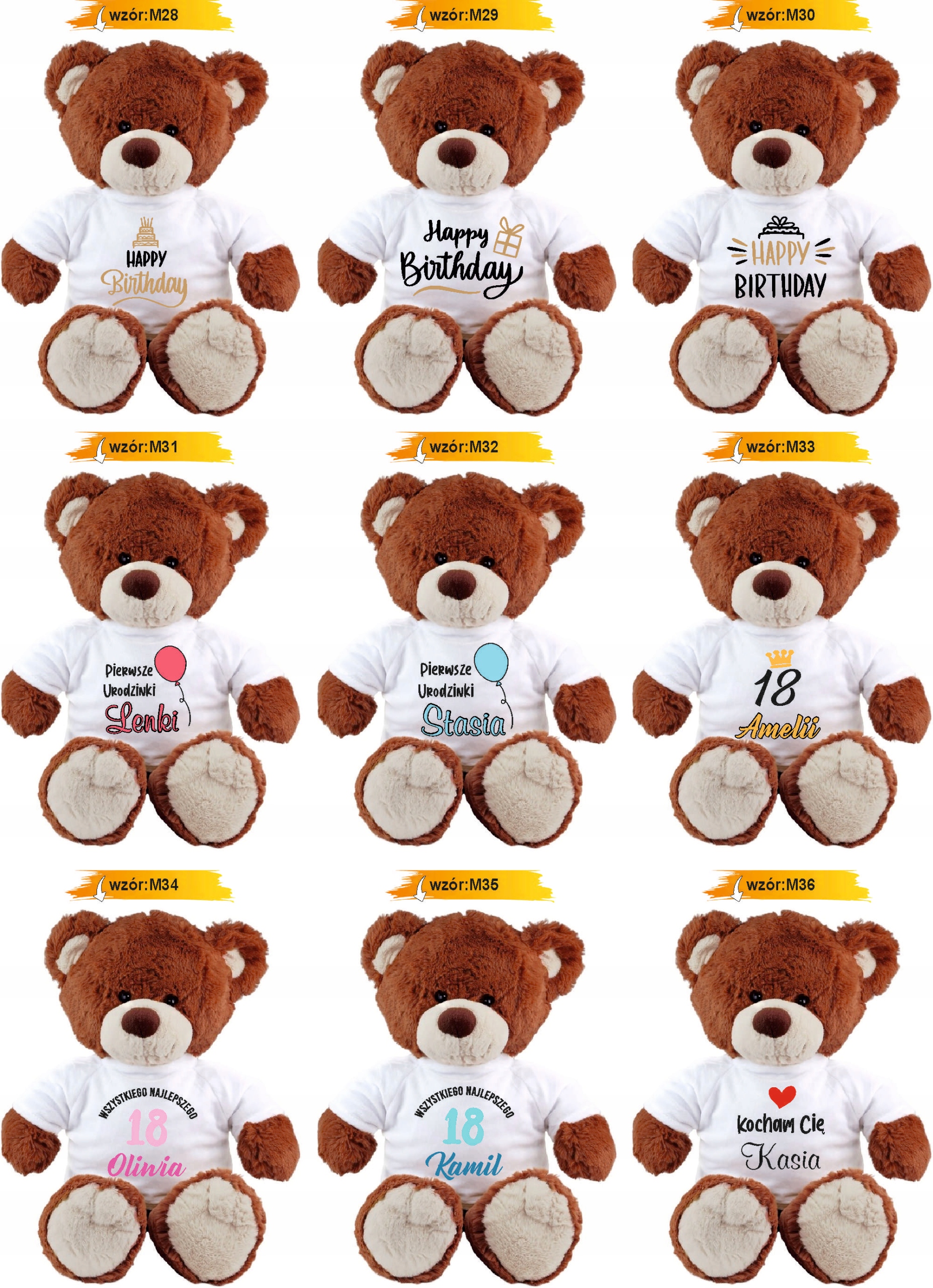 PLUSZOWY MIŚ brązowy z koszulką personalizacja PREZENT na WALENTYNKI HAFT