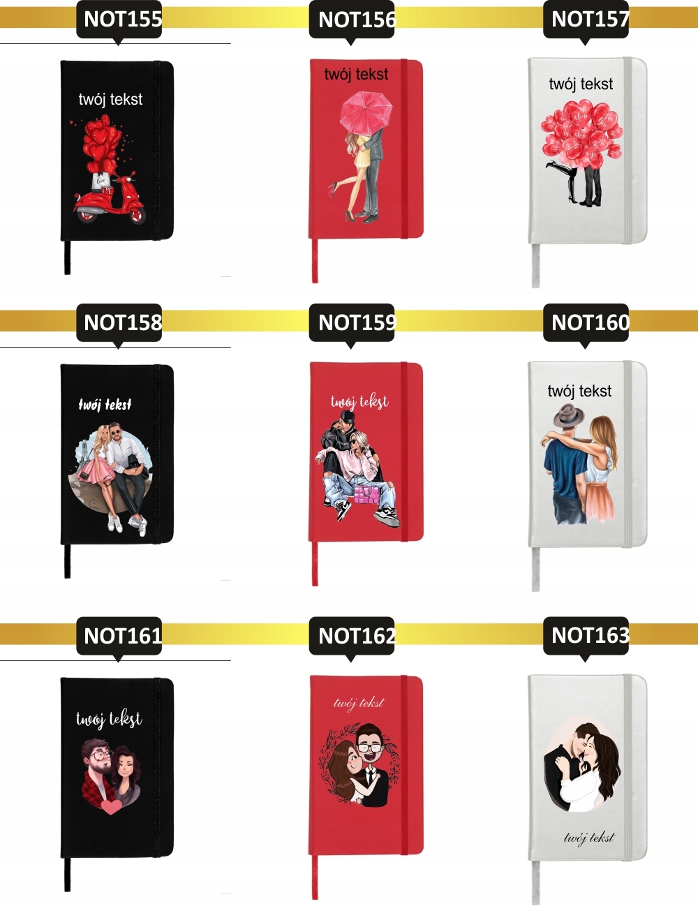 Notes A5 dla pary prezent WALENTYNKI z nadrukiem