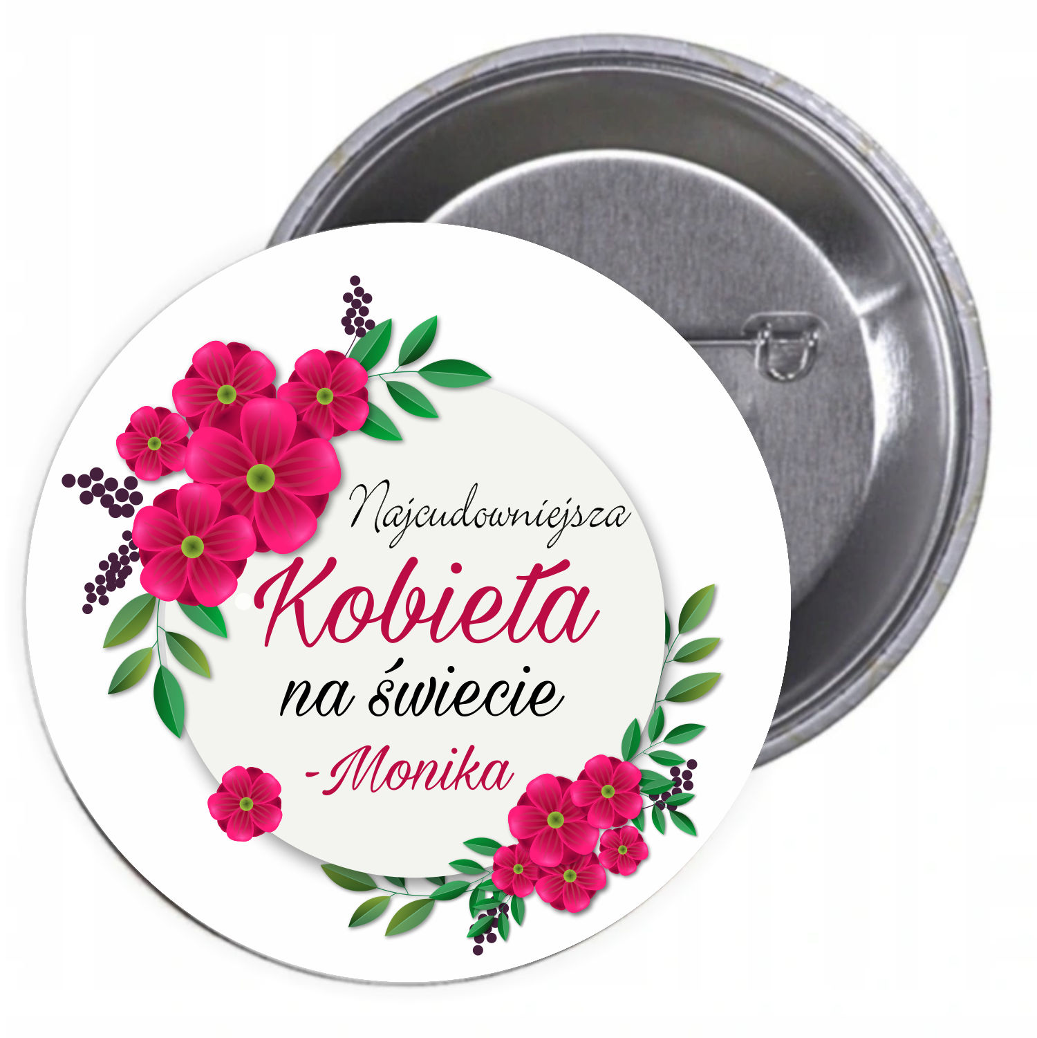 Przypinki buttony DZIEŃ KOBIET NAJCUDOWNIEJSZA HIT