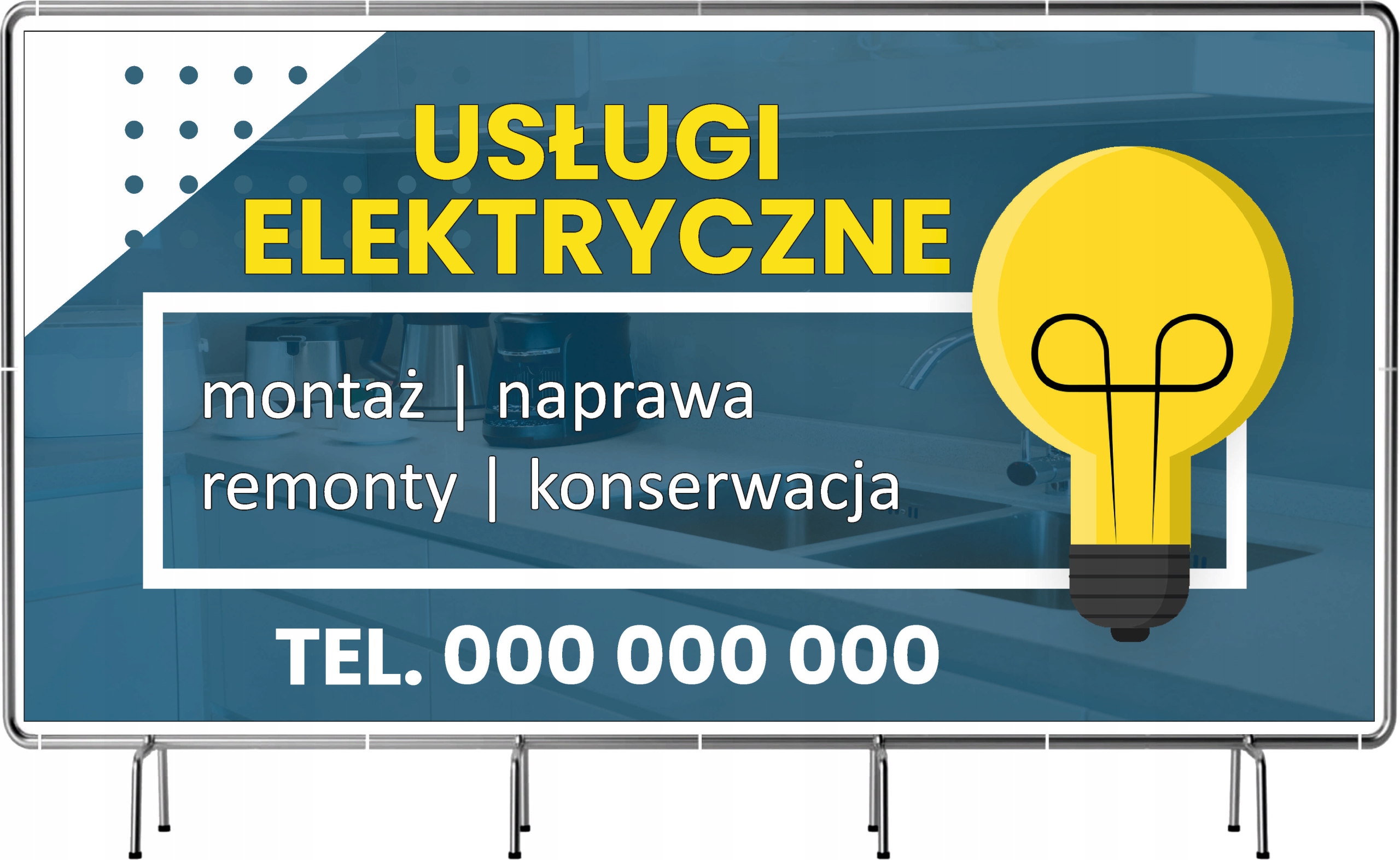 BANER REKLAMOWY 100x50cm USŁUGI ELEKTRYCZNE twoja nazwa dużo wzorów