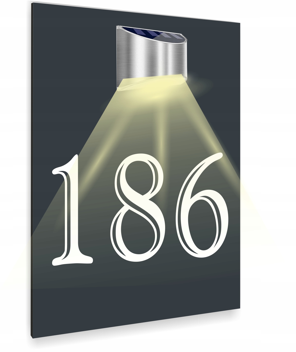 antracyt TABLICZKA lampka solarna ADRESOWA dibond nierdzewna 30x20 cm