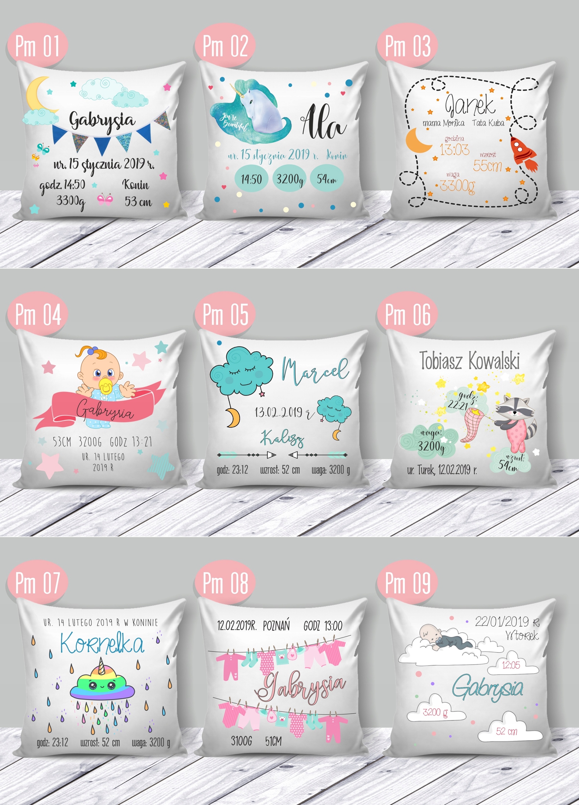 PODUSZKA METRYCZKA prezent CHRZEST roczek urodziny