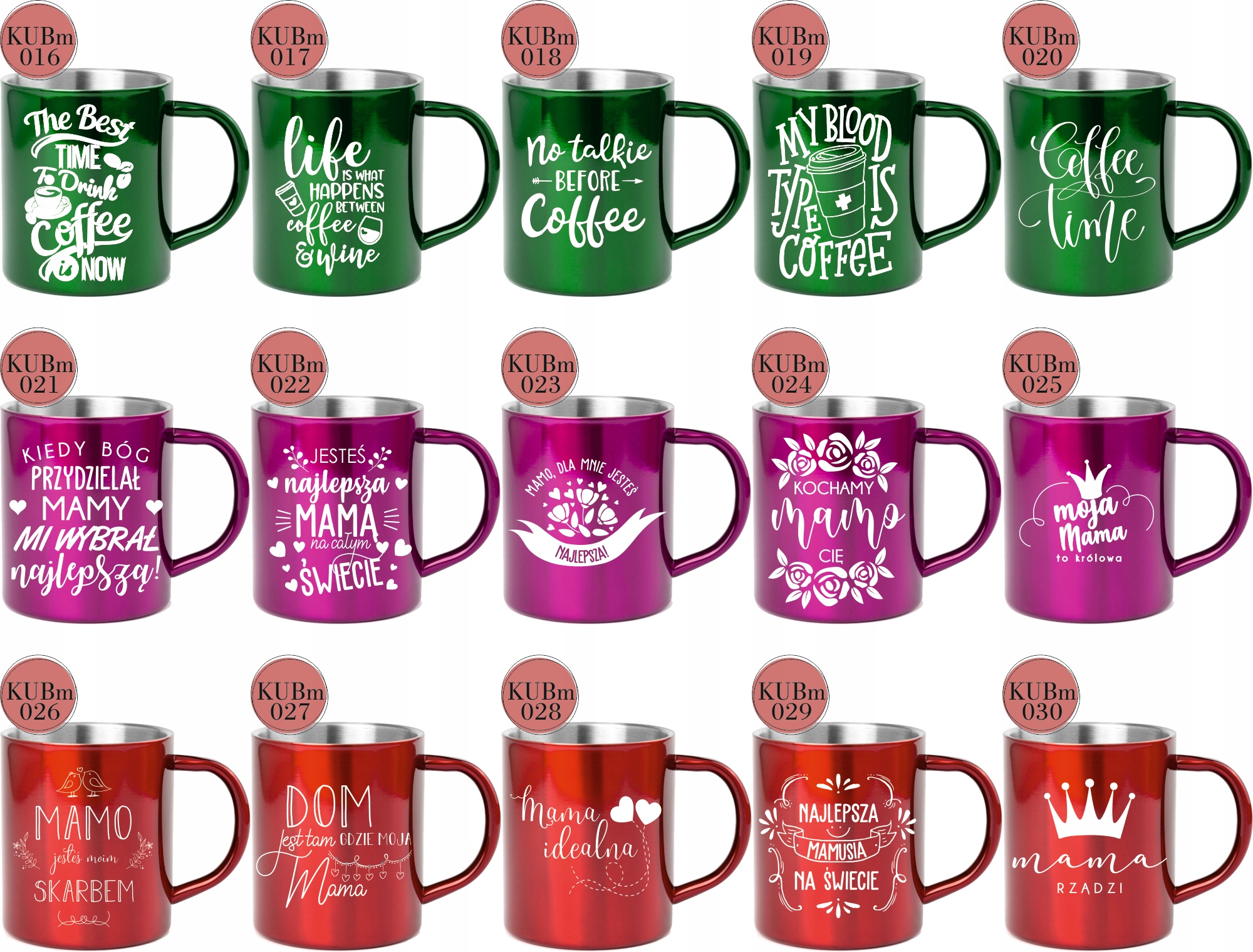 Kubek metalowy z grawerem PREZENT na Dzień Kobiet