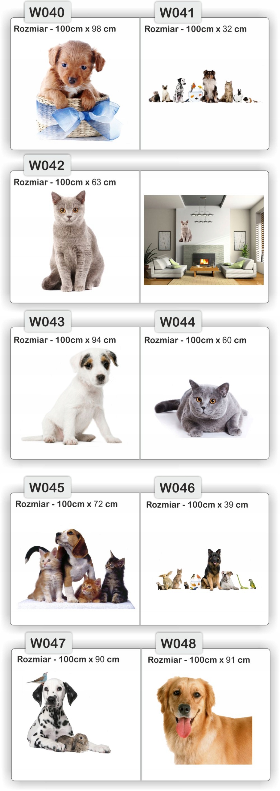 NAKLEJKA naklejki zwierzęta 120 cm koń psy koty