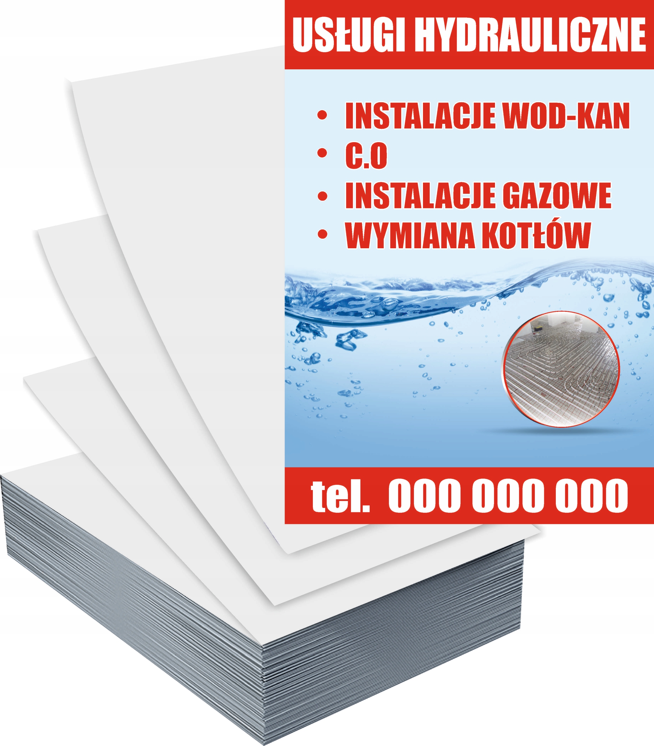 Ulotki A6 100szt reklamowe firmowe USŁUGI HYDRAULICZNE gotowe projekty