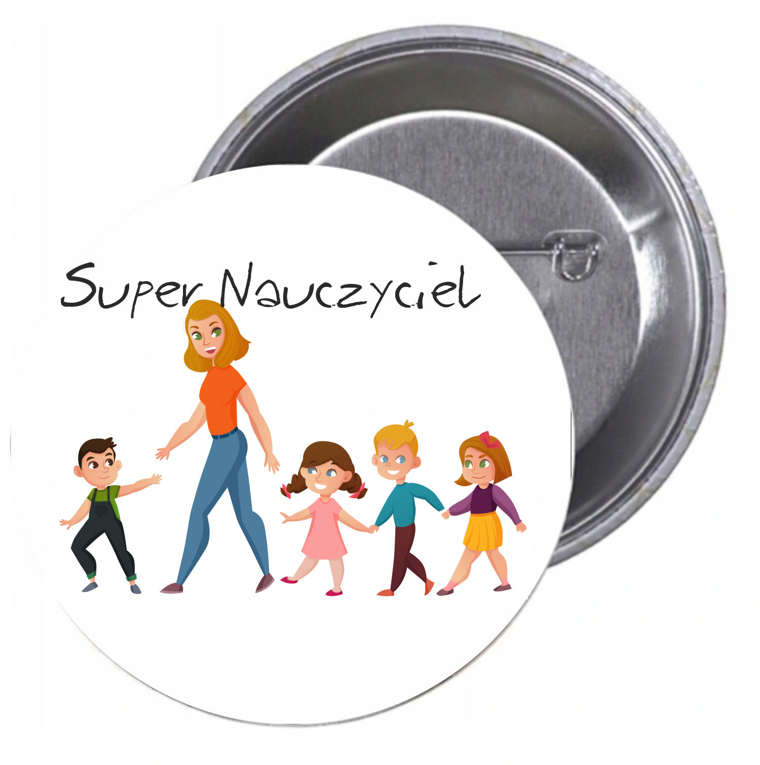 Przypinki buttony SUPER NAUCZYCIEL twoją z grafiką