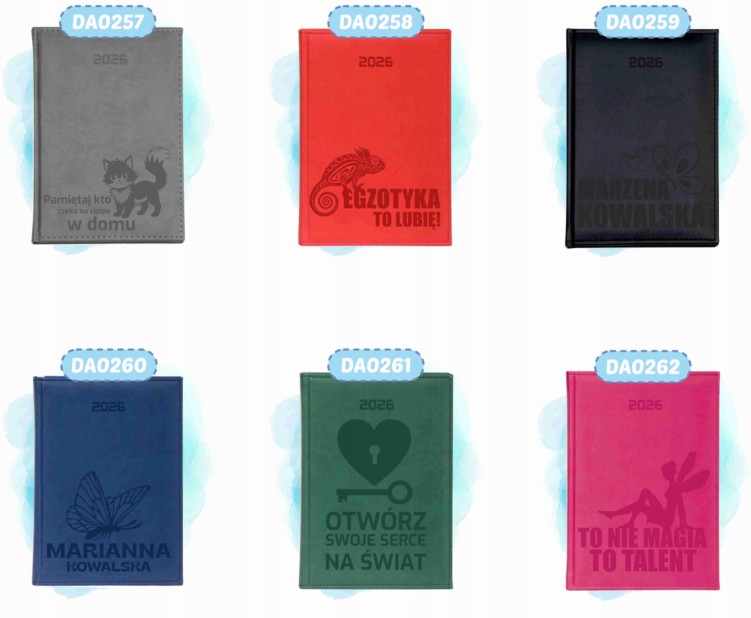 dzienny Kalendarz duży A4 2026 książkowy twój tekst grawer PLANER + IMIĘ