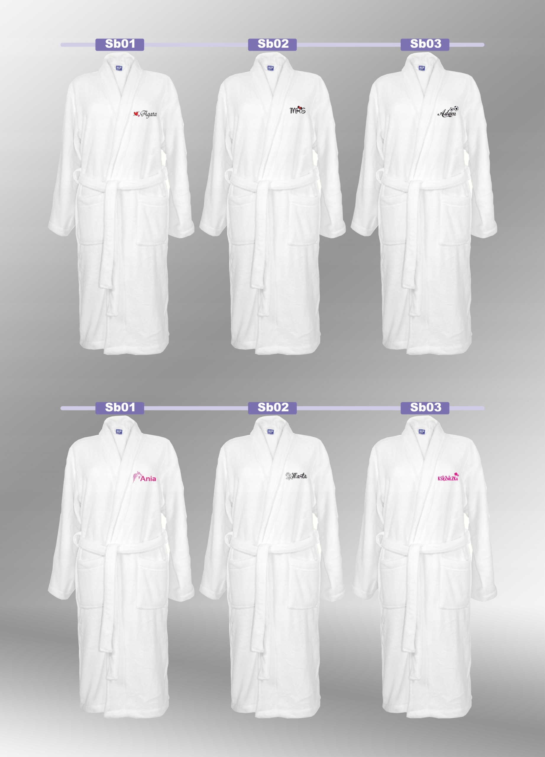 SZLAFROK BIAŁY Z HAFTEM rozmiar 2XL unisex PREZENT personalizacja IMIĘ