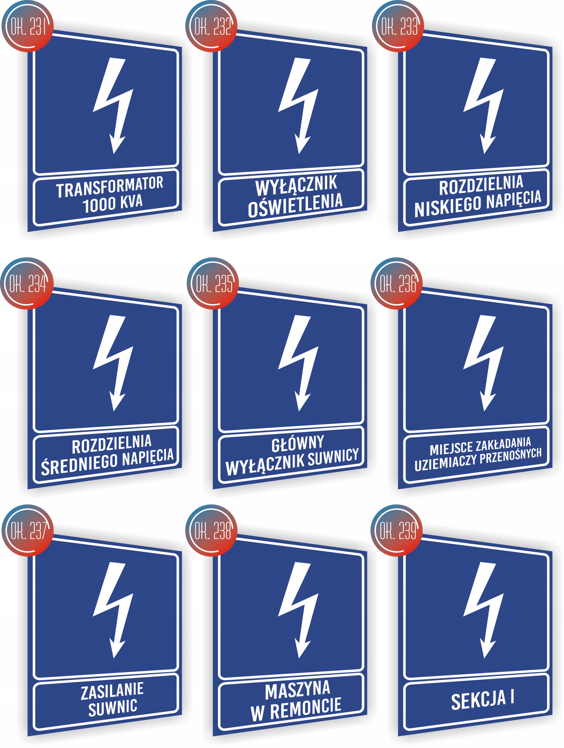 Tabliczka informacyjna Wyłącznik nadruk 20x15 cm dużo wzorów