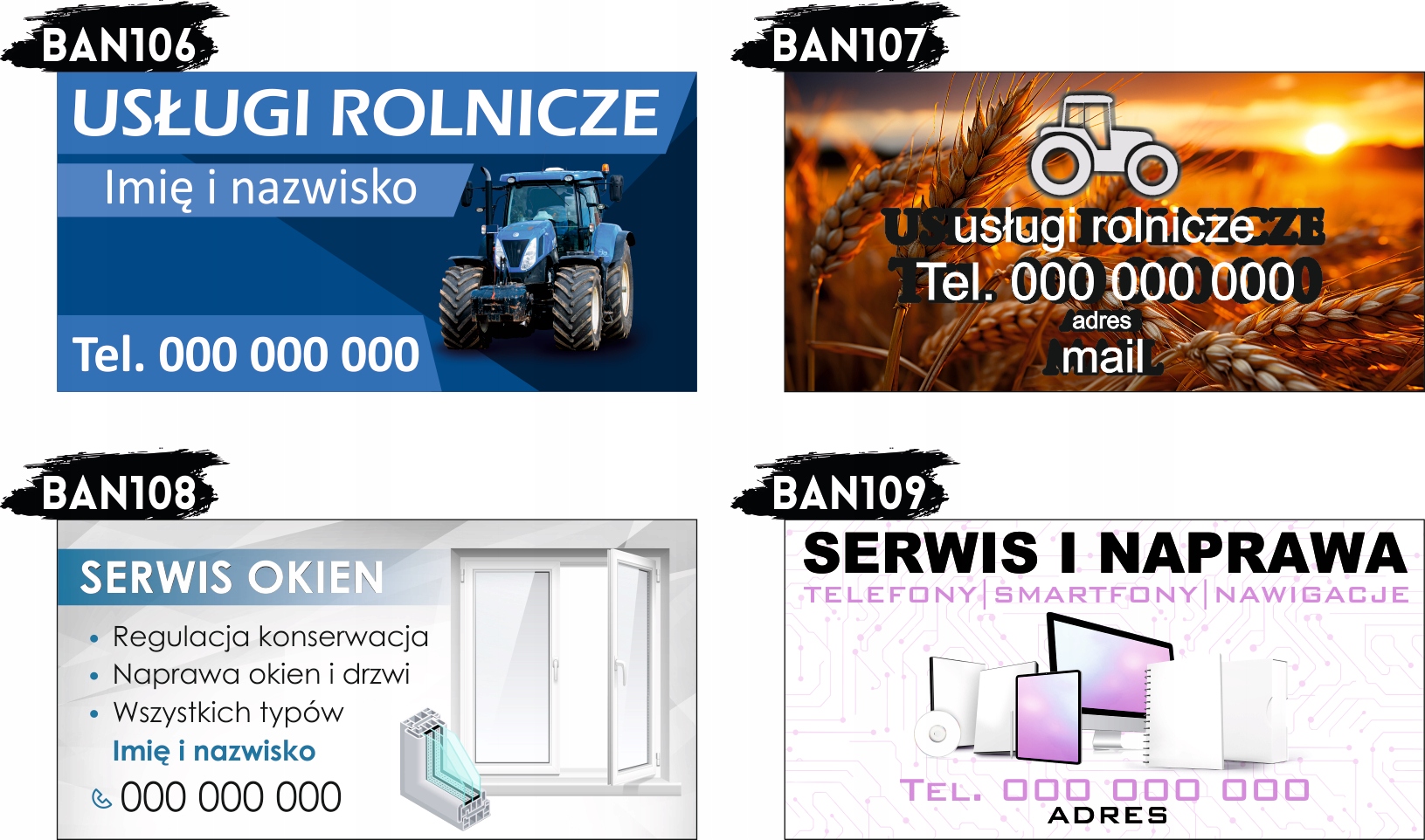 BANER REKLAMOWY OCZKOWANY 200x100 cm RÓŻNE WZORY WYPOŻYCZALNIA ROWERÓW