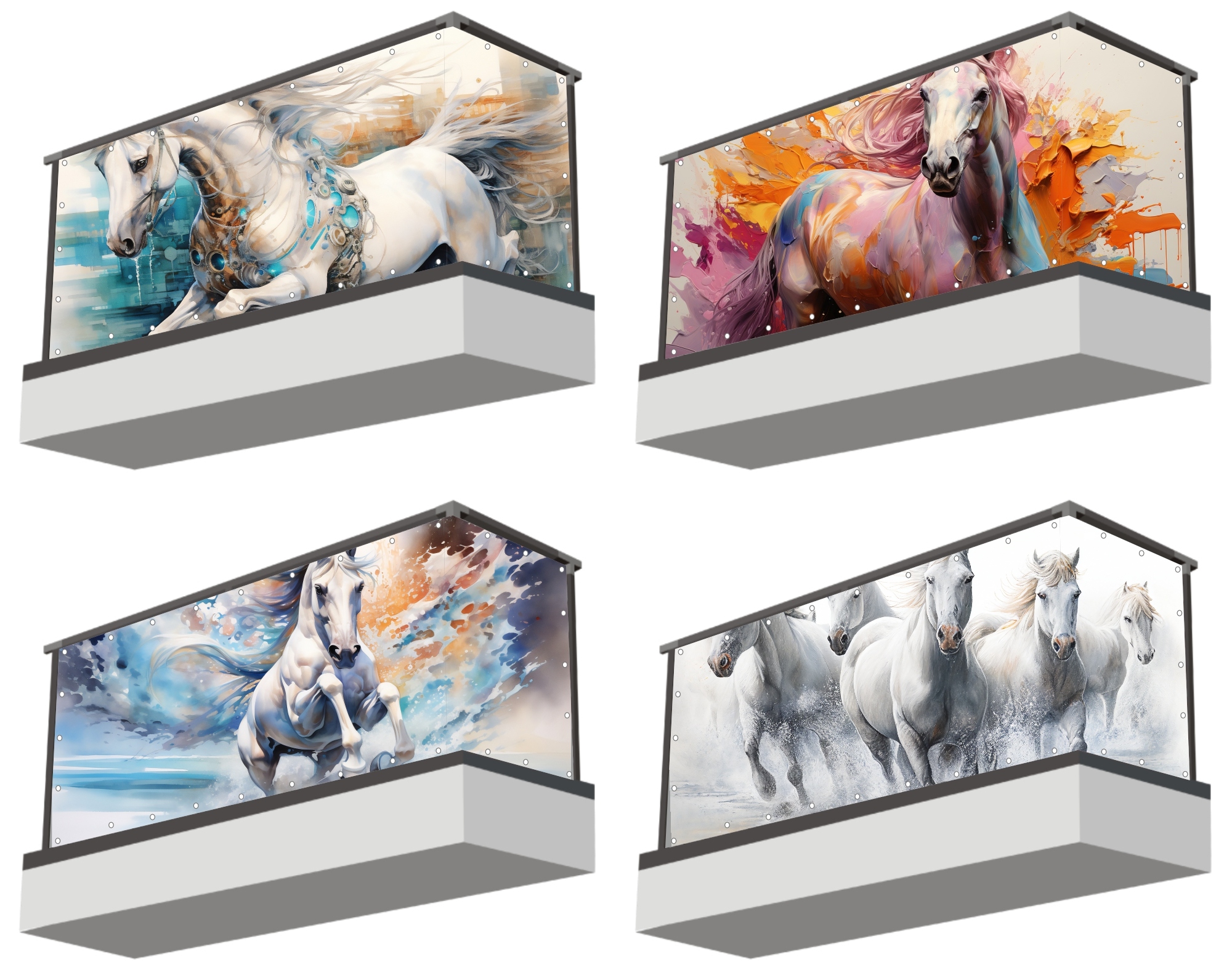 Osłona balkonowa mata ozdobna na balkon pod wymiar KONIE RÓŻNE WZORY