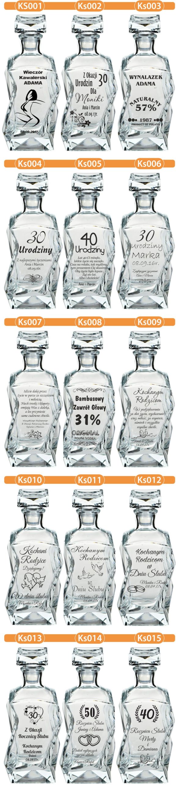 KARAFKA z grawerem + 6 szklanek PREZENT URODZINY