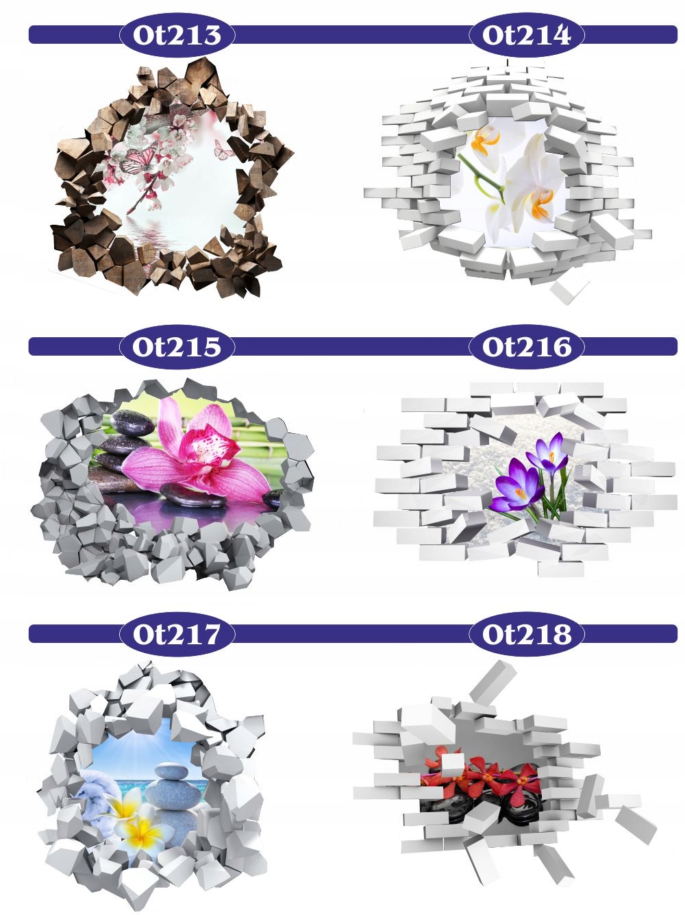 Naklejka samoprzylepna 3D dziura maki łąka polne