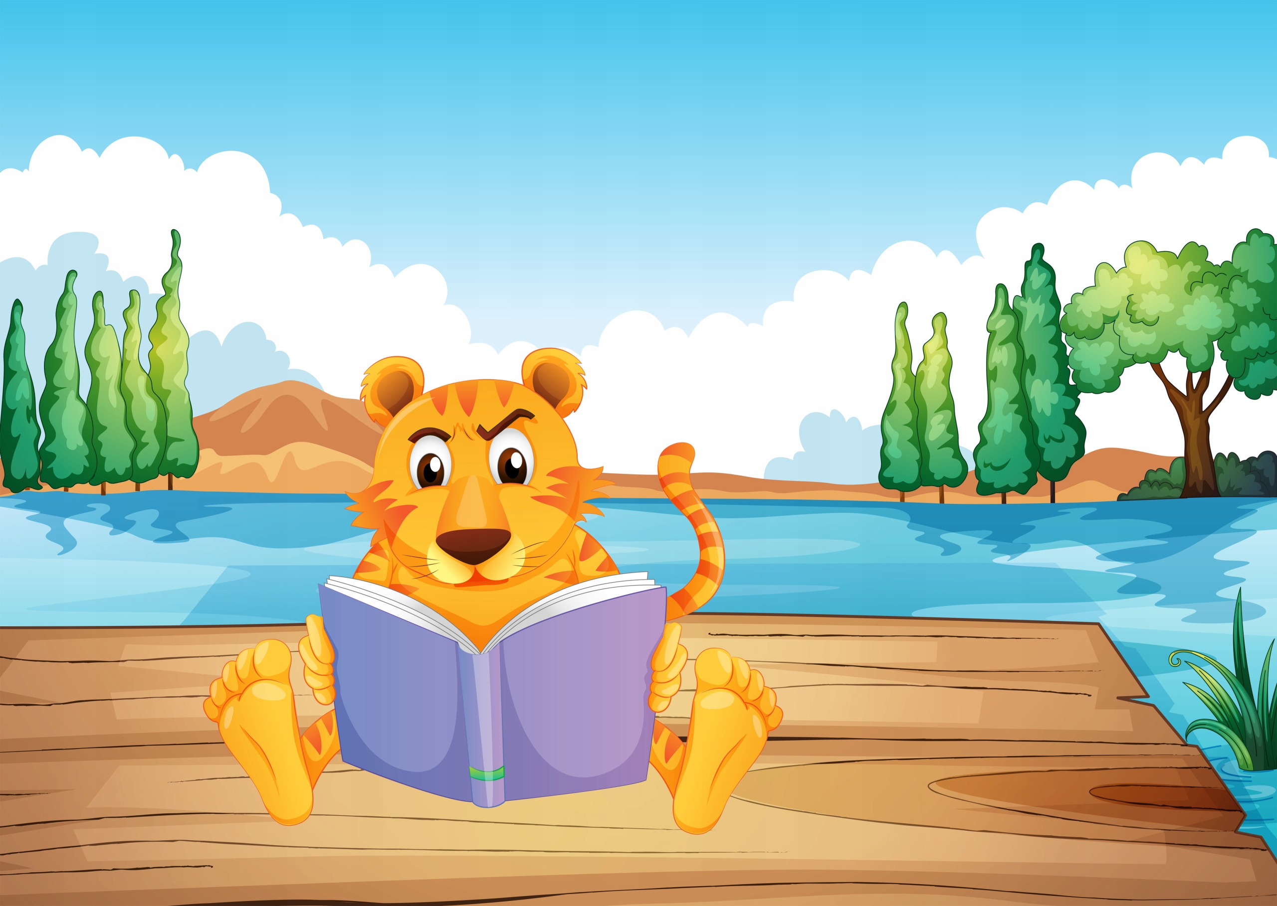 FOTOTAPETA dziecięca MIŚ NAD WODĄ KSIĄŻKI WYMIAR