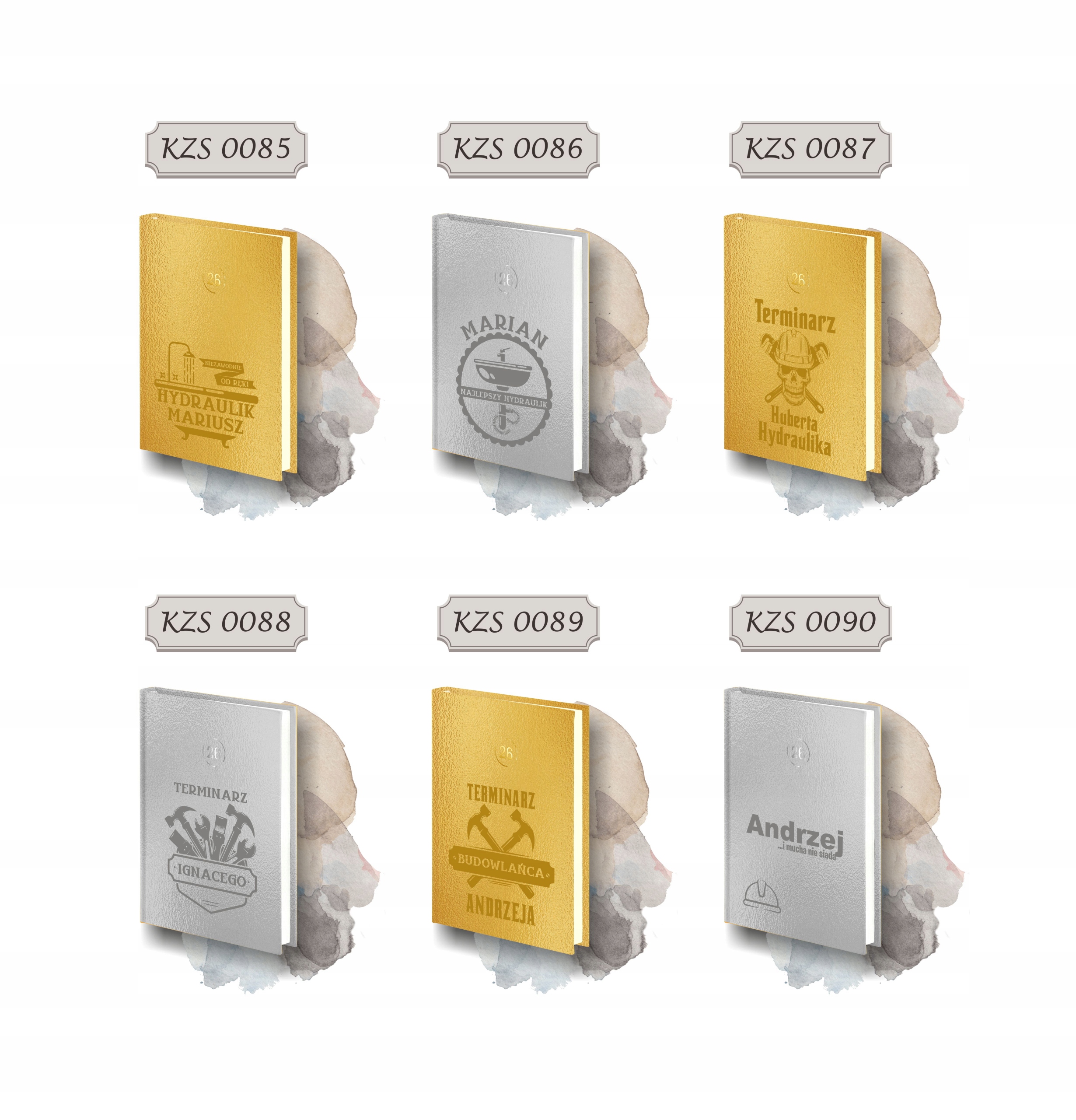 PLANER z imieniem kalendarz dzienny A4 2026 złoty srebrny z grawerem