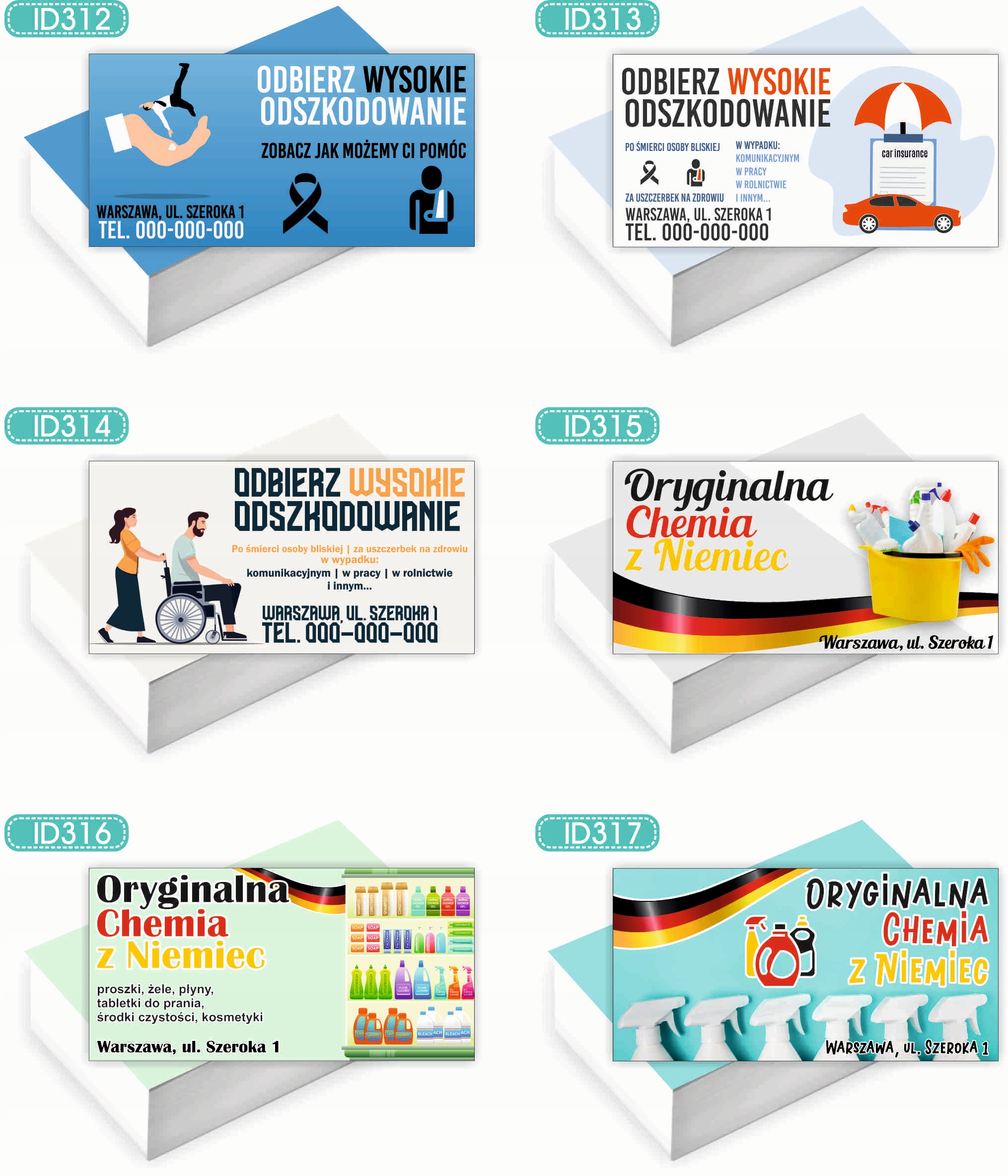 Wizytówki firmowe Foliowane 1000szt dużo różnych wzorów PRALNIA