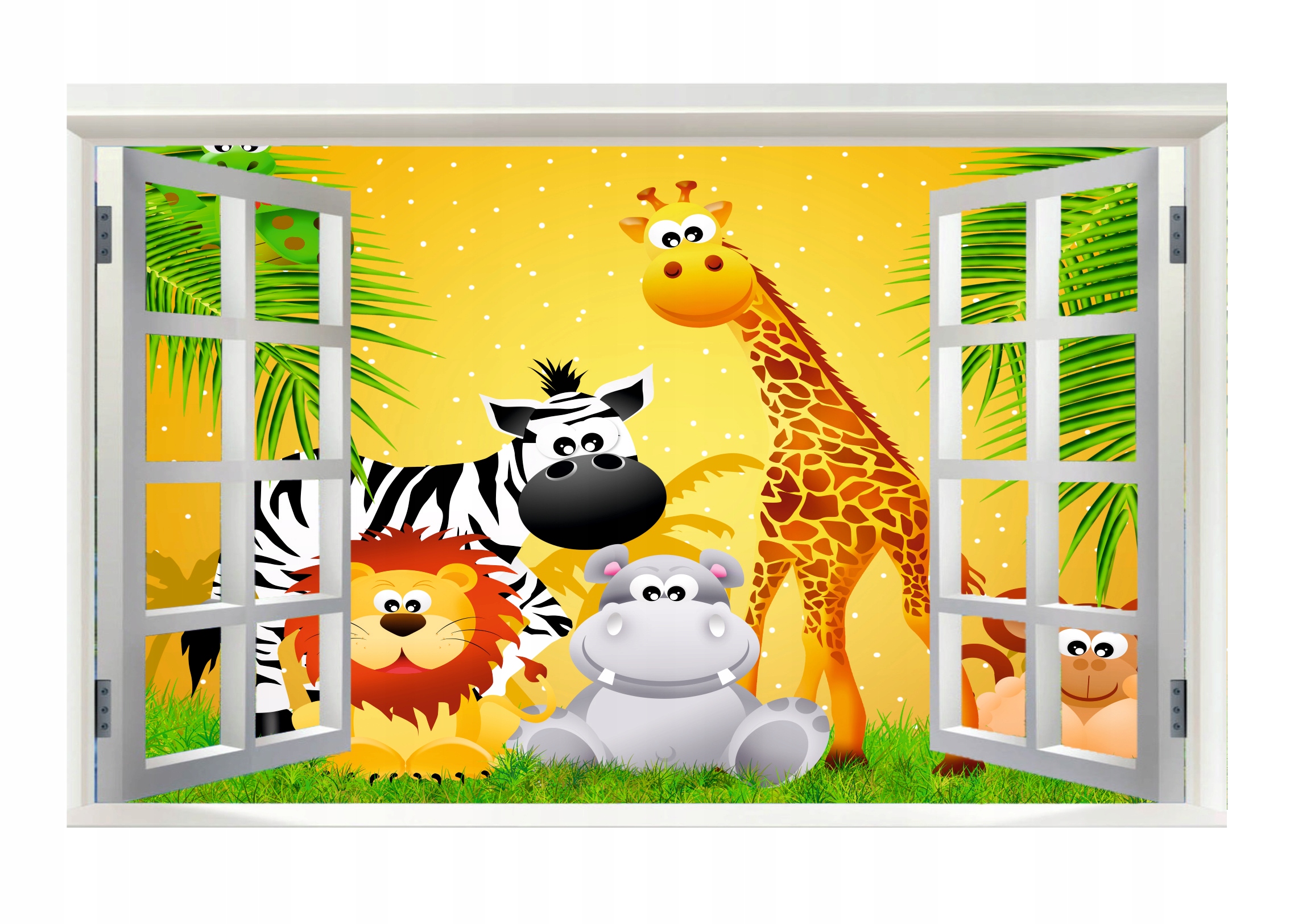 Naklejki samoprzylepna na ścianę okno zwierzątka