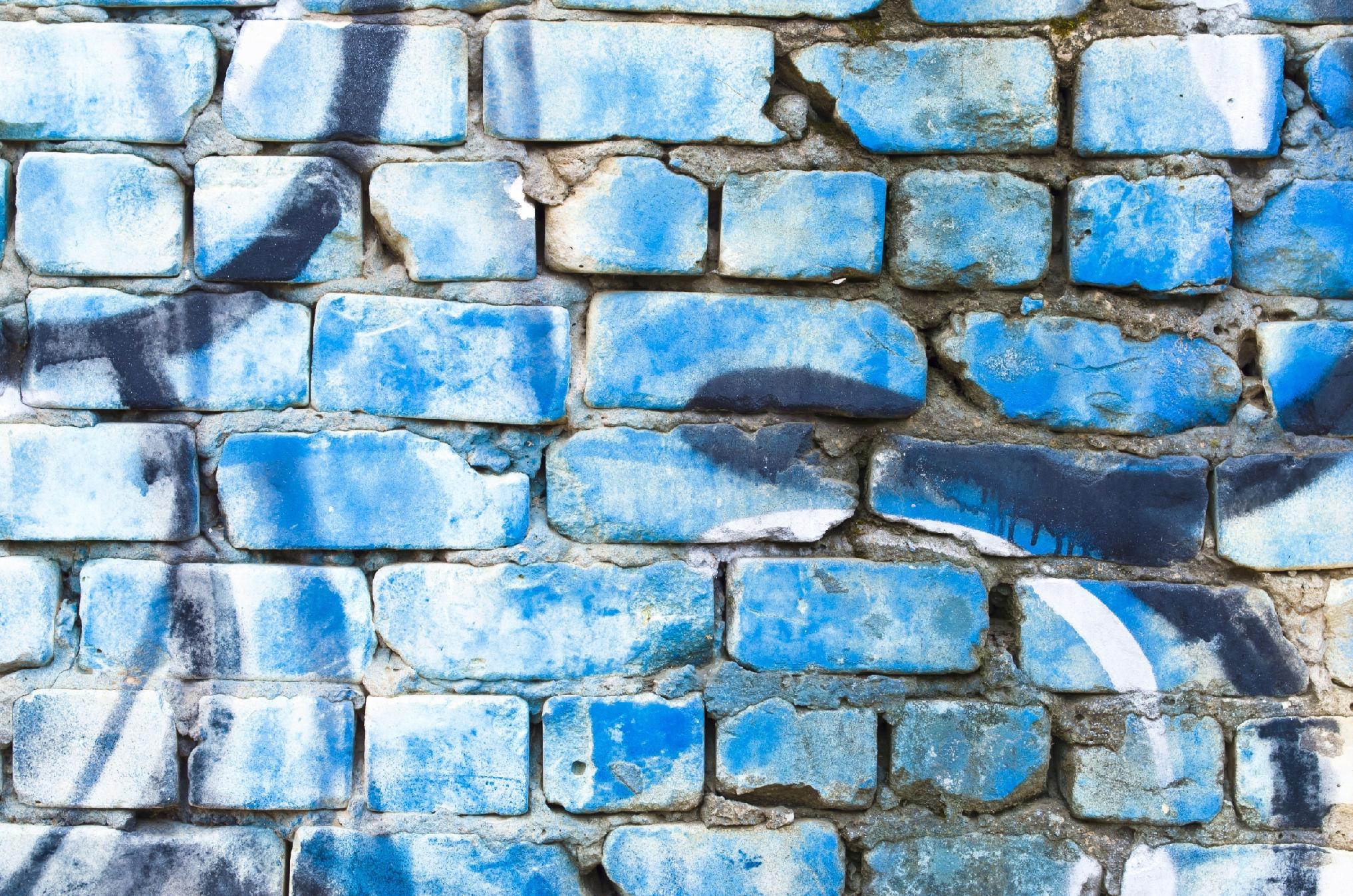 FOTOTAPETA GRAFFITI NIEBIESKI MUR CEGŁY