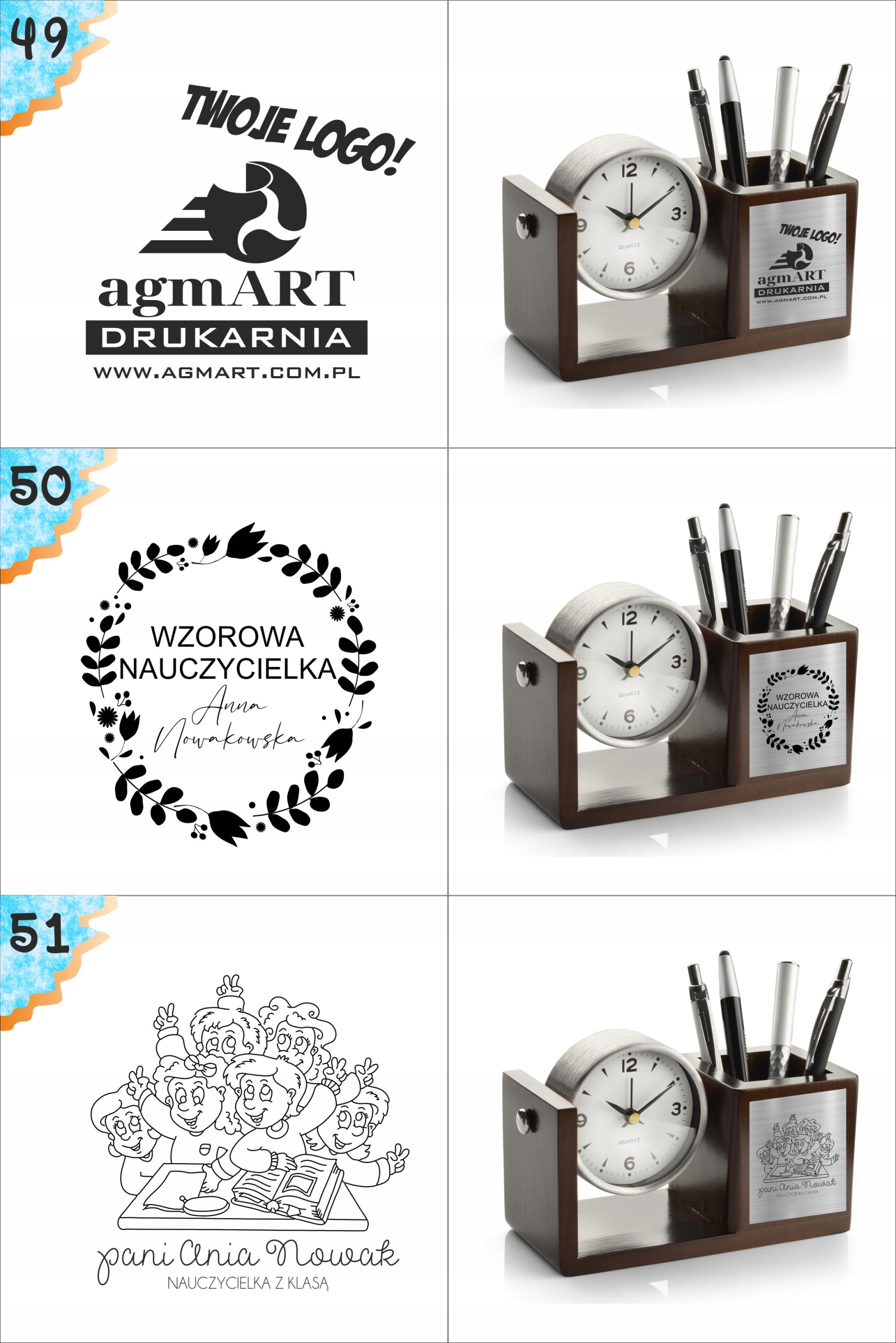 PREZENT dla informatyka organizer na biurko z zegarem przybornik