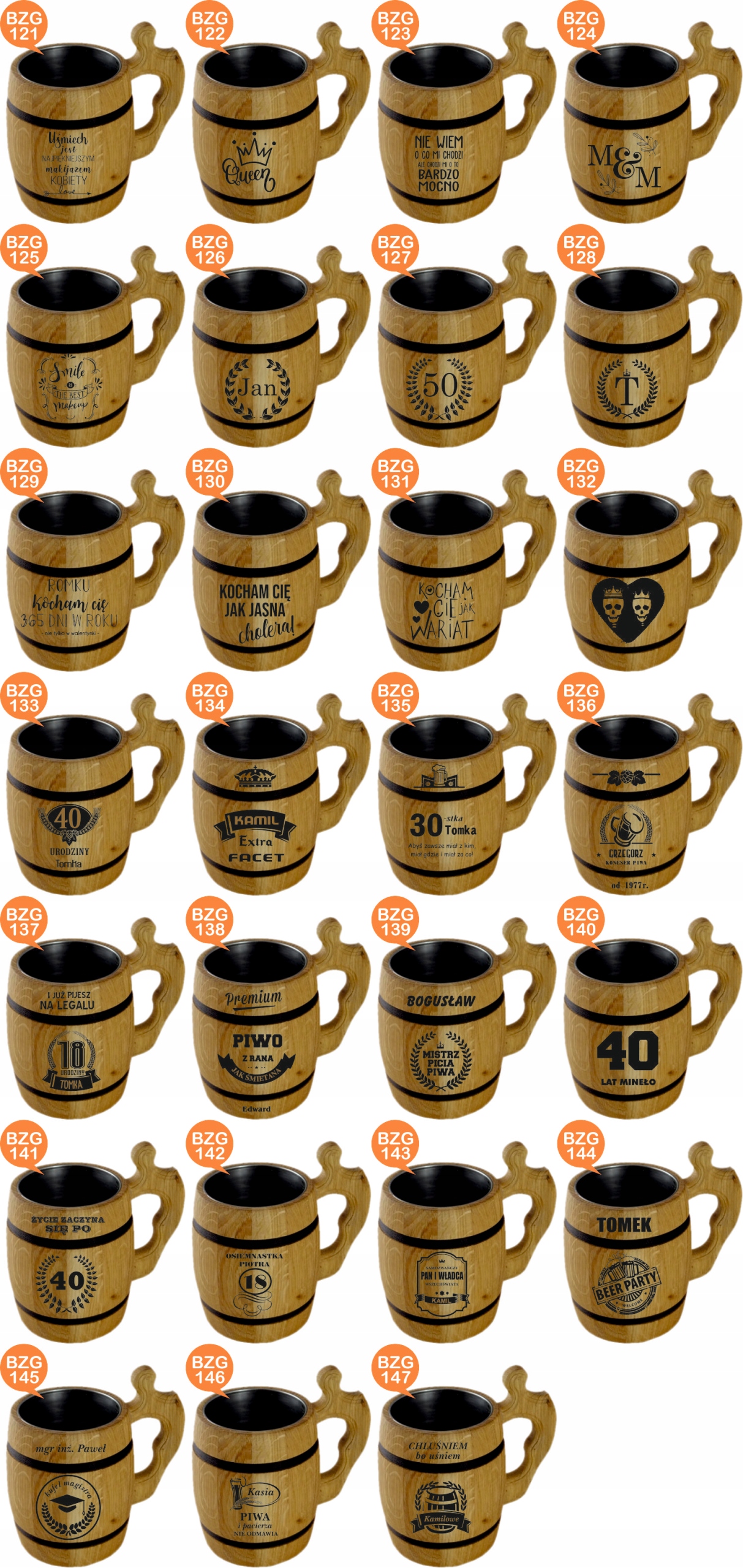 duży dębowy KUFEL do piwa z GRAWEREM napisem PREZENT DLA MAMY